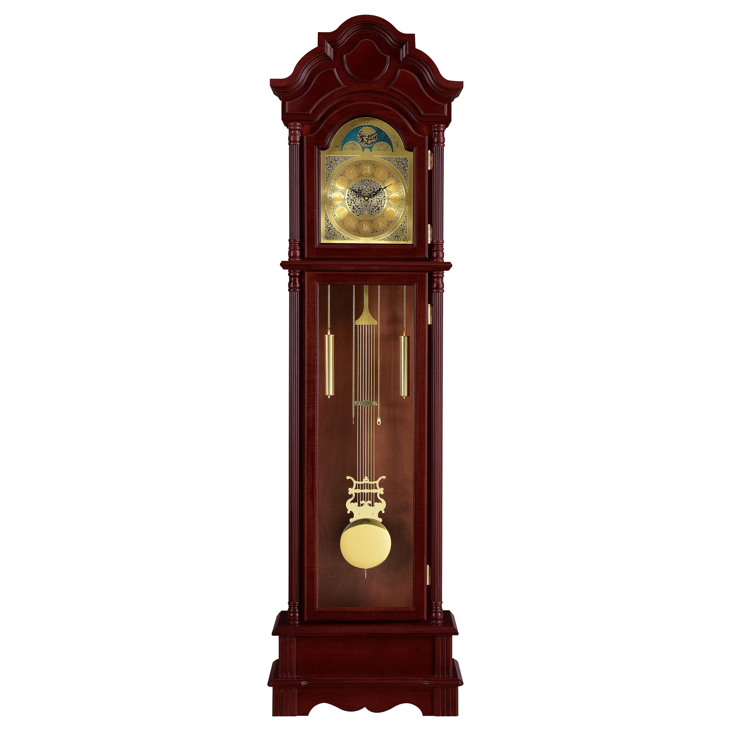 Coaster Diggory Grandfather Clock Brown Red and Clear Default Title