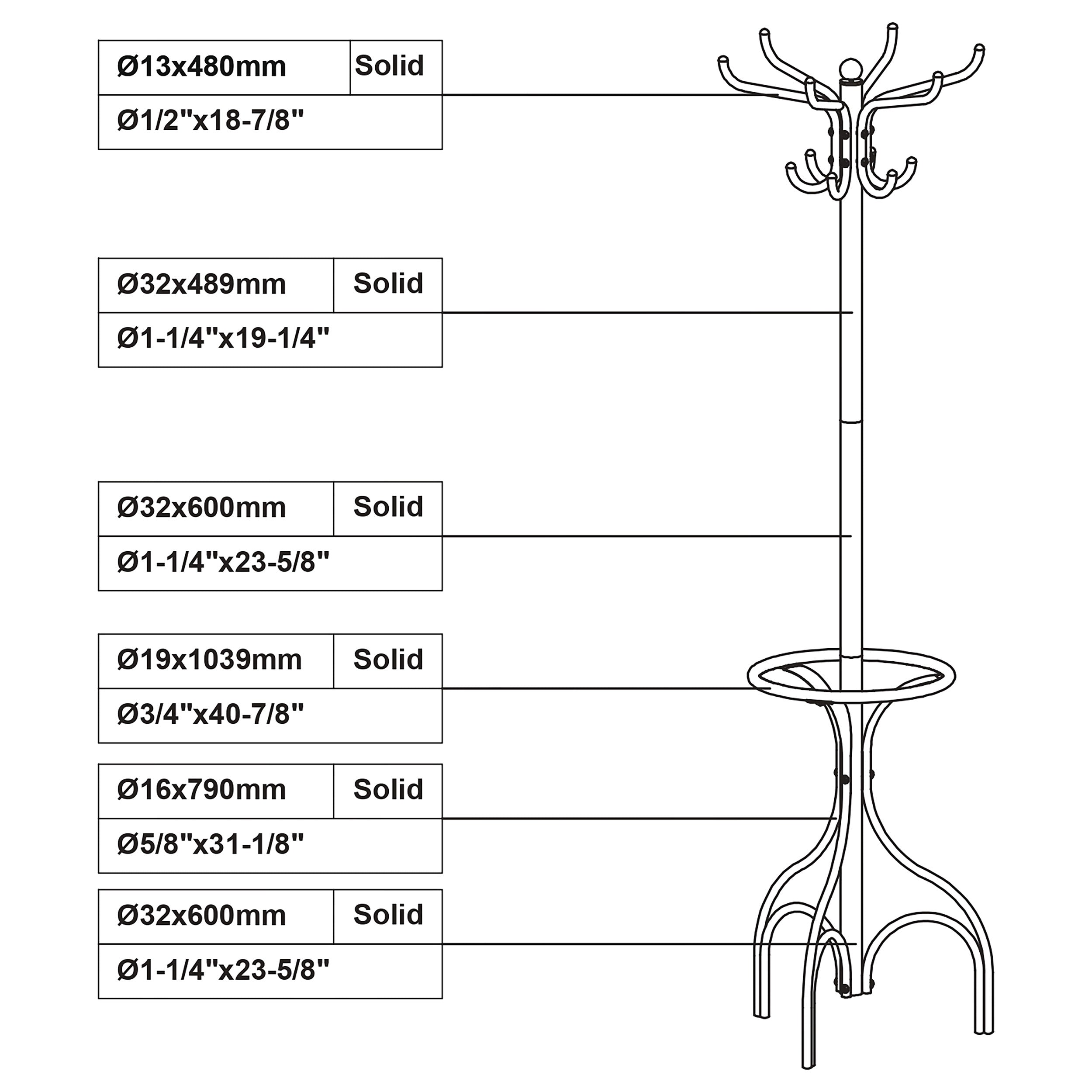 Coaster Kiefer Coat Rack with 12 Hooks Black Default Title