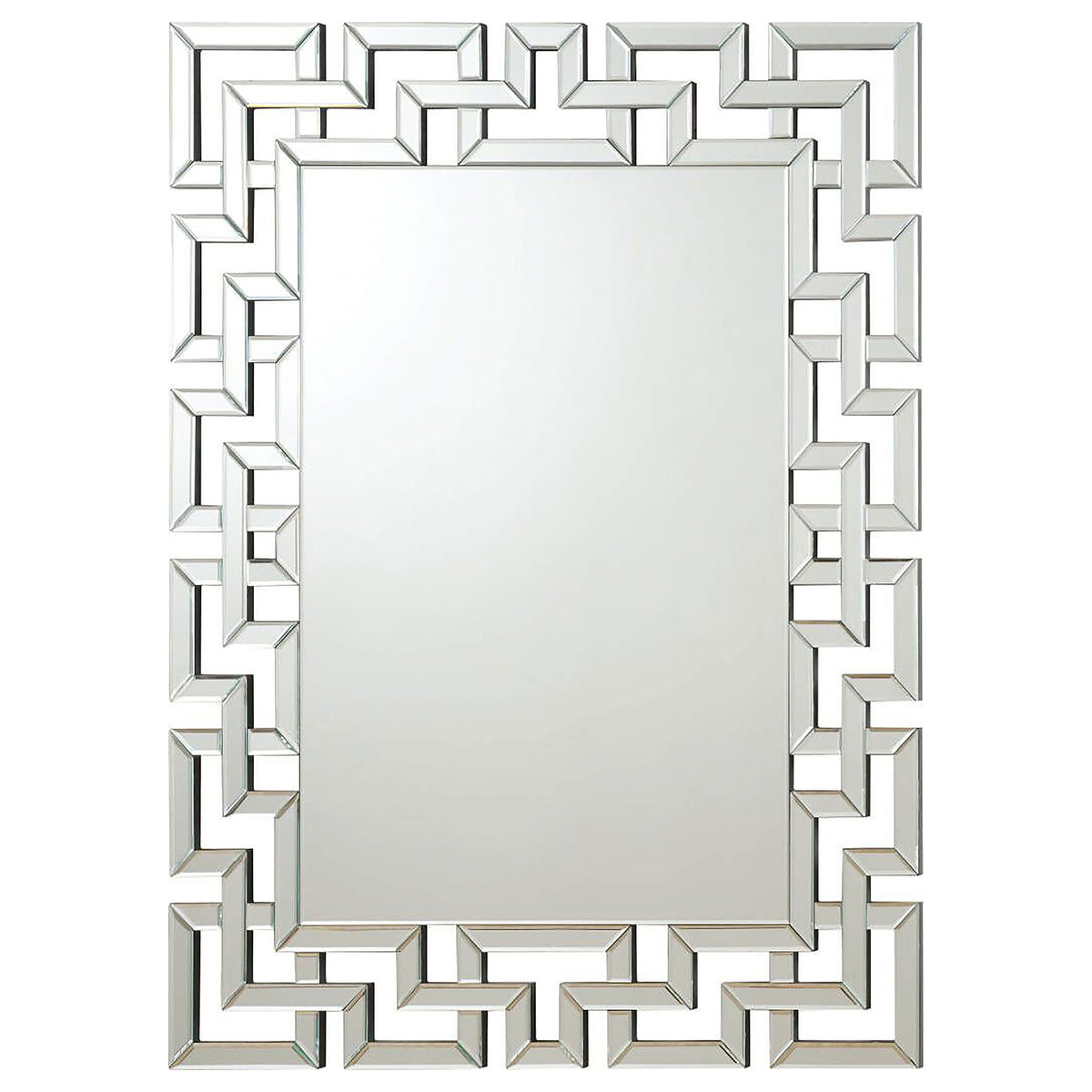 Coaster Forman Interlocking Greek Frameless Wall Mirror Silver Default Title