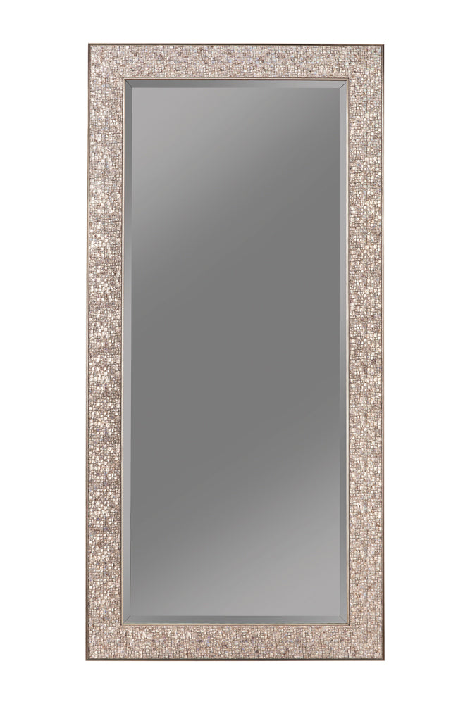 Coaster Rollins Rectangular Floor Mirror Silver Sparkle Default Title