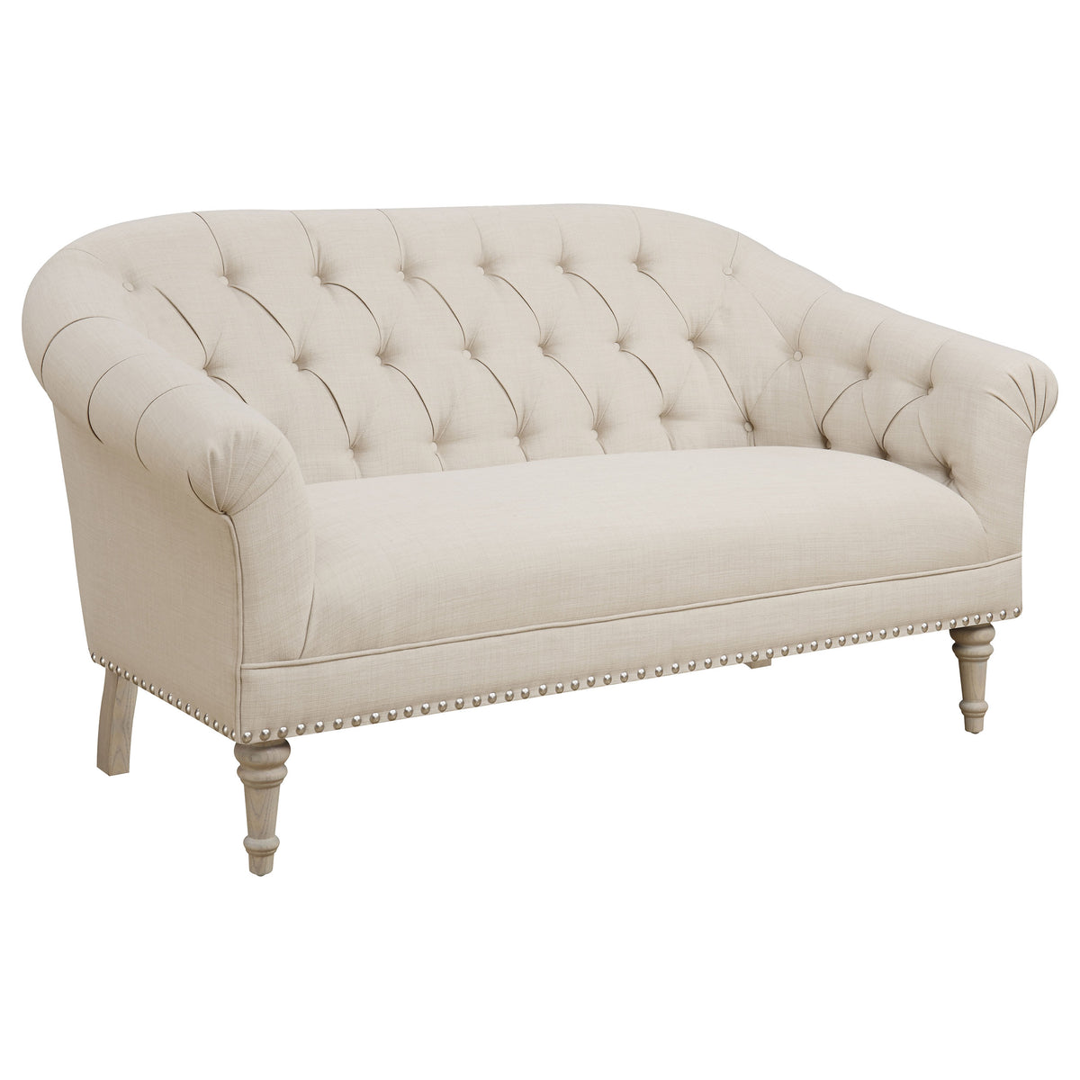 Coaster Billie Tufted Back Settee with Roll Arm Natural Default Title