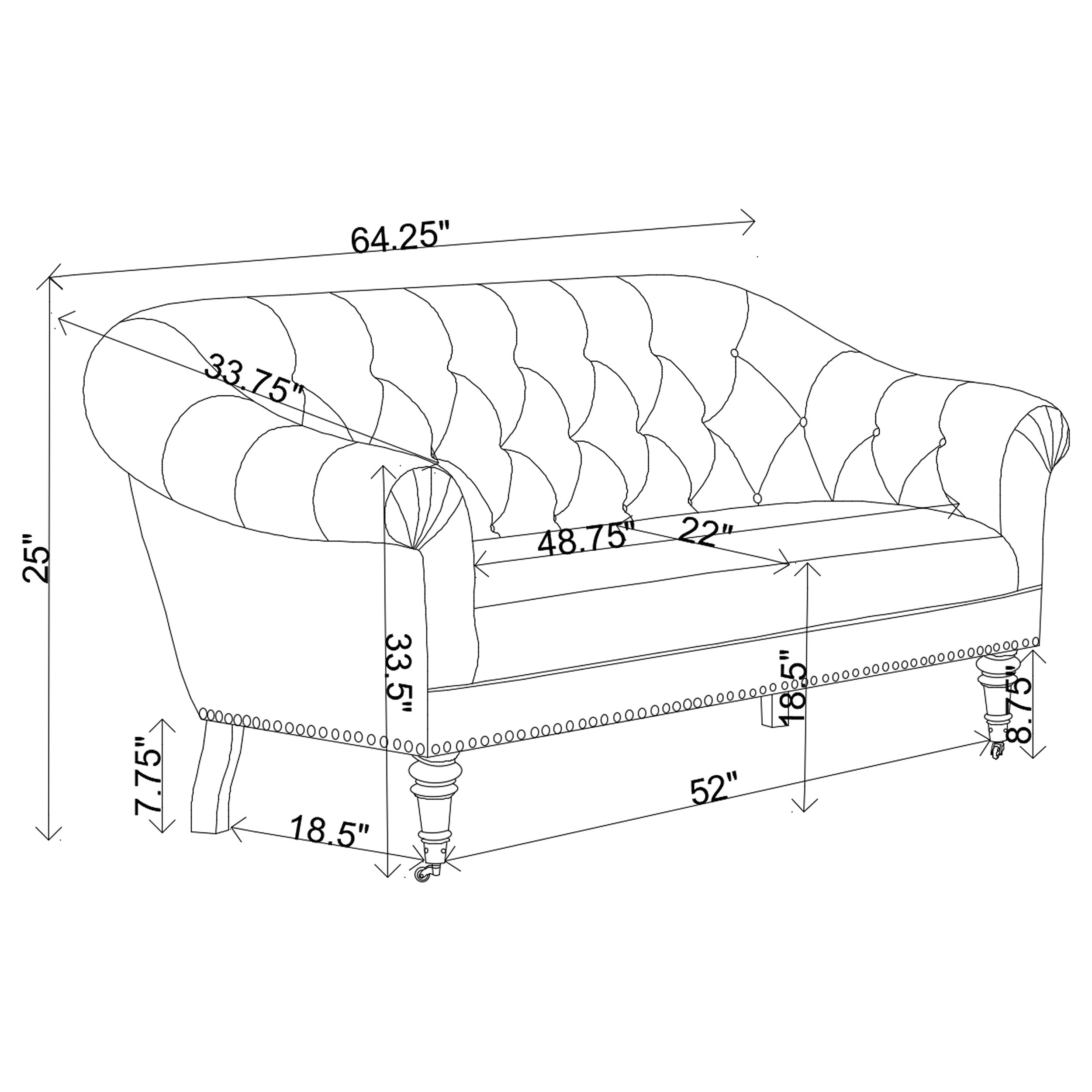 Coaster Billie Tufted Back Settee with Roll Arm Natural Default Title