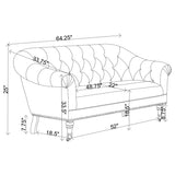 Coaster Billie Tufted Back Settee with Roll Arm Natural Default Title