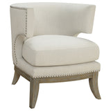 Coaster Jordan Dominic Barrel Back Accent Chair White and Weathered Grey Beige