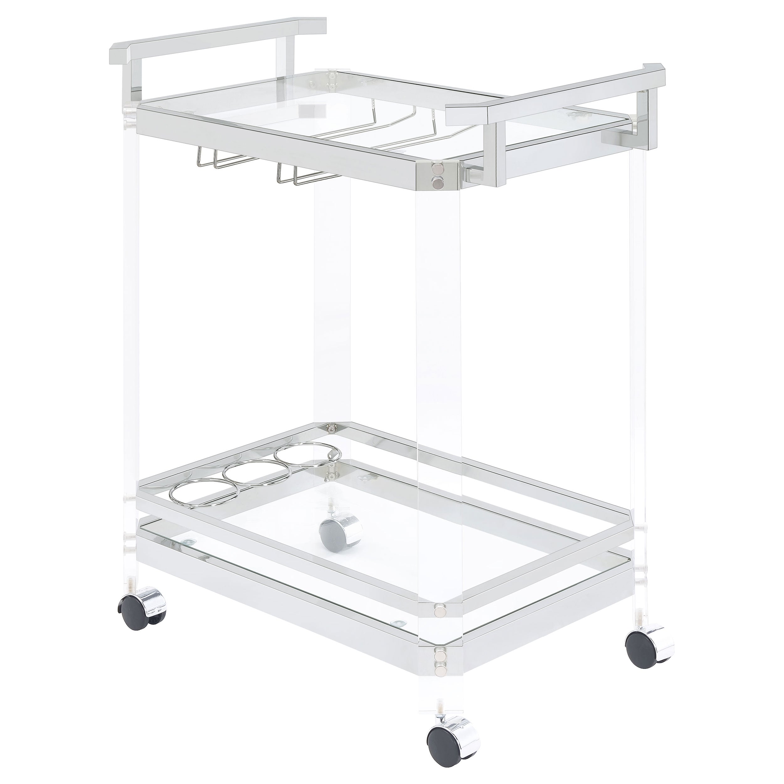 Coaster Jefferson 2-tier Glass Serving Cart Clear Default Title