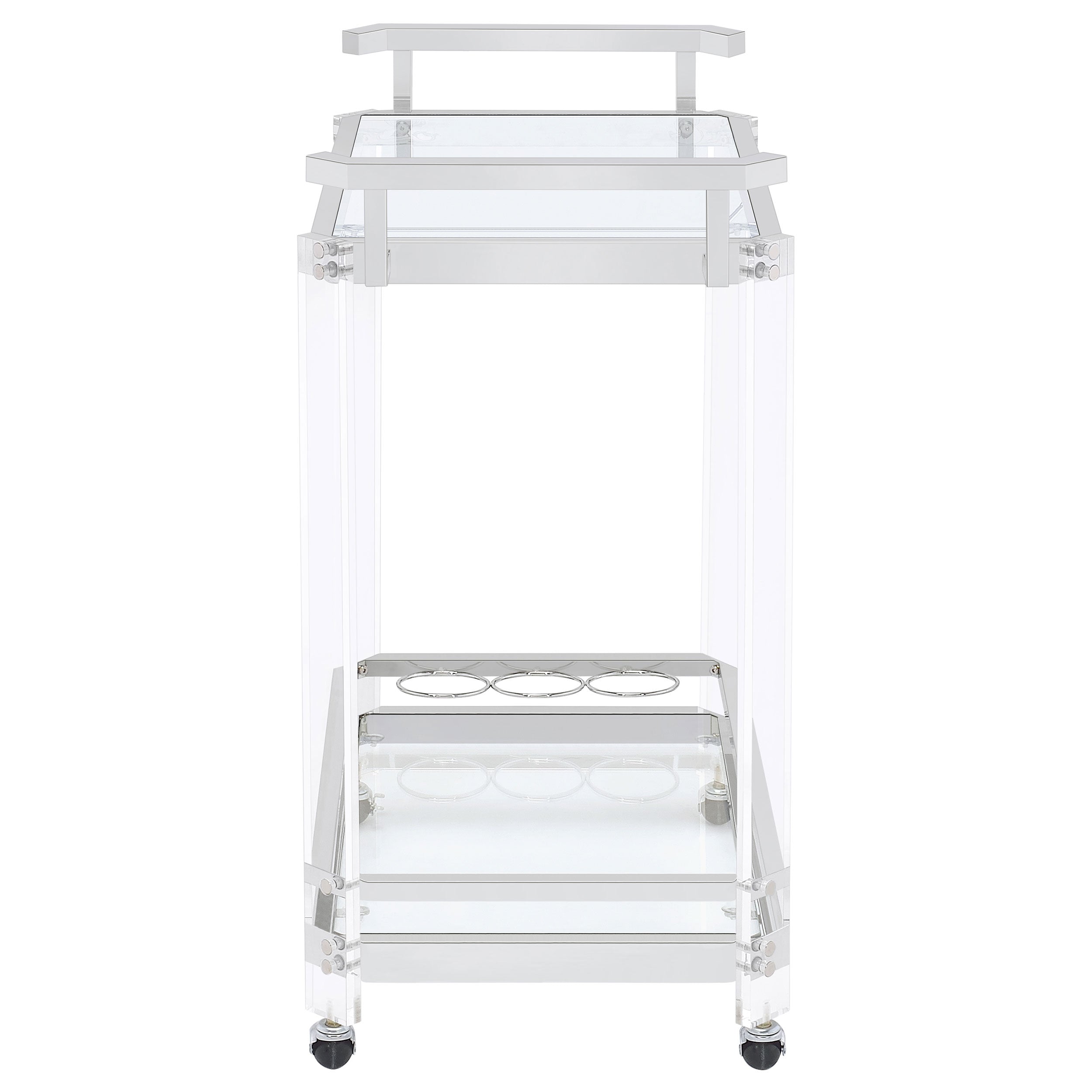 Coaster Jefferson 2-tier Glass Serving Cart Clear Default Title