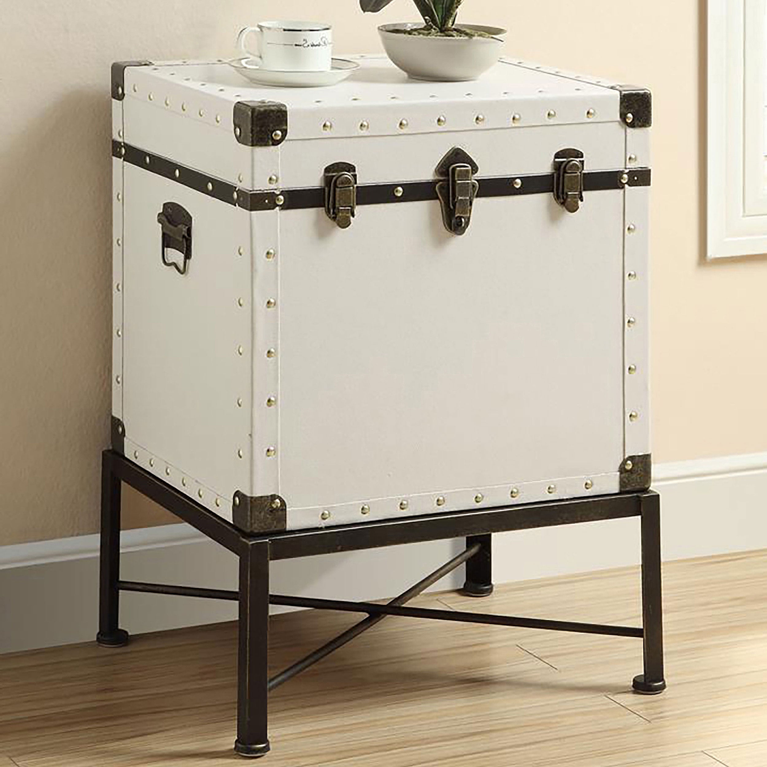 Coaster Nancy Accent Cabinet with Nailhead Trim White Default Title