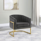 Coaster Alamor Tufted Barrel Accent Chair Dark Grey and Gold Default Title