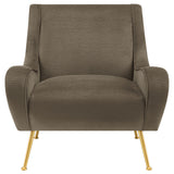 Coaster Ricci Upholstered Saddle Arms Accent Chair Stone and Gold Brown