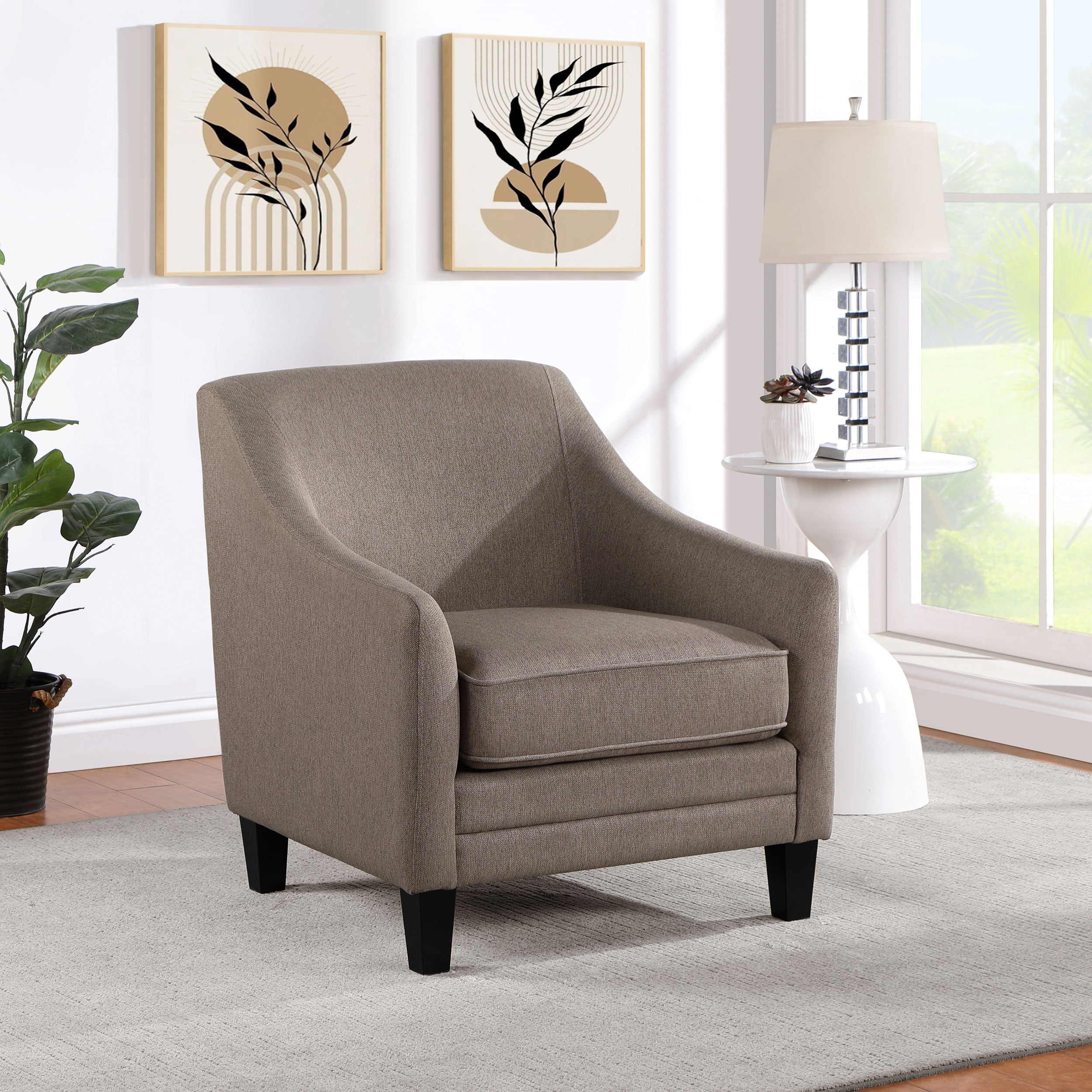 Coaster Liam Upholstered Sloped Arm Accent Club Chair Camel Grey