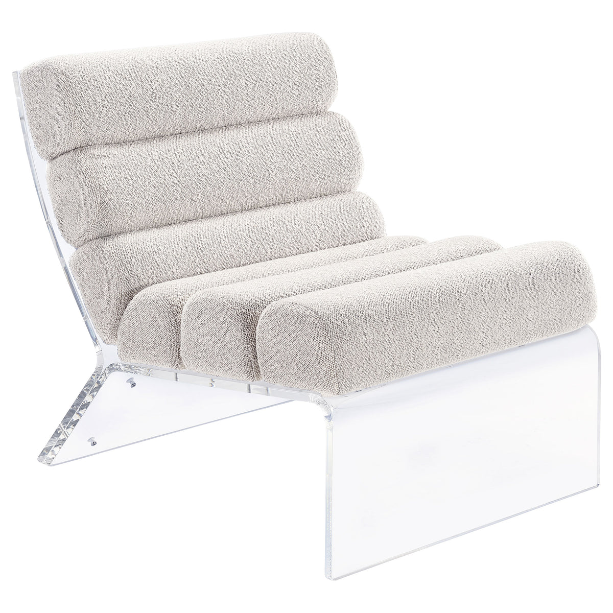 Coaster Serreta Boucle Upholstered Armless Accent Chair with Clear Acrylic Frame Ivory White