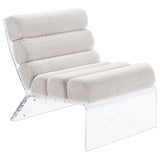 Coaster Serreta Boucle Upholstered Armless Accent Chair with Clear Acrylic Frame Ivory White