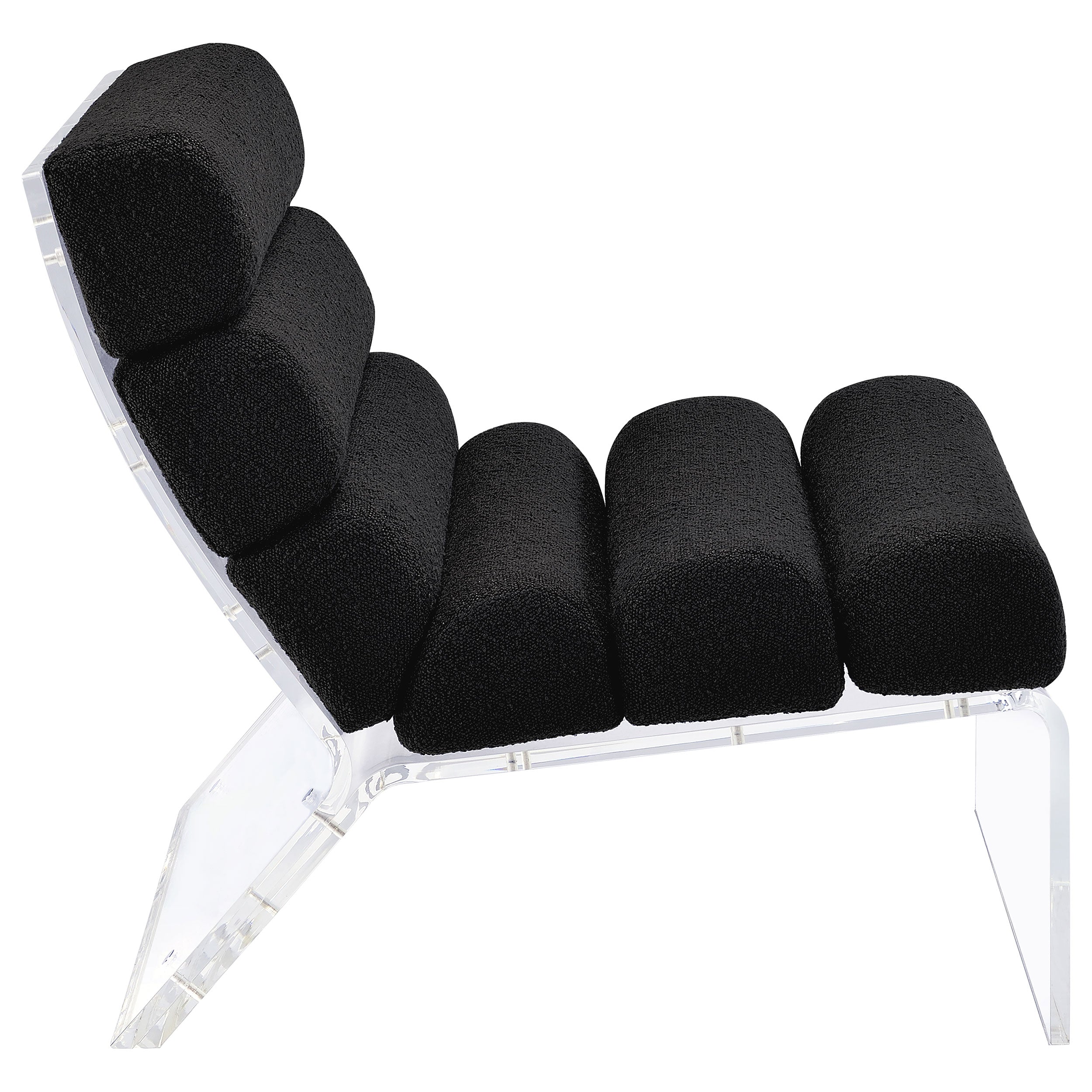 Coaster Serreta Boucle Upholstered Armless Accent Chair with Clear Acrylic Frame Ivory Black