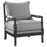 Coaster Blanchett Upholstered Accent Chair with Spindle Accent White and Navy Grey