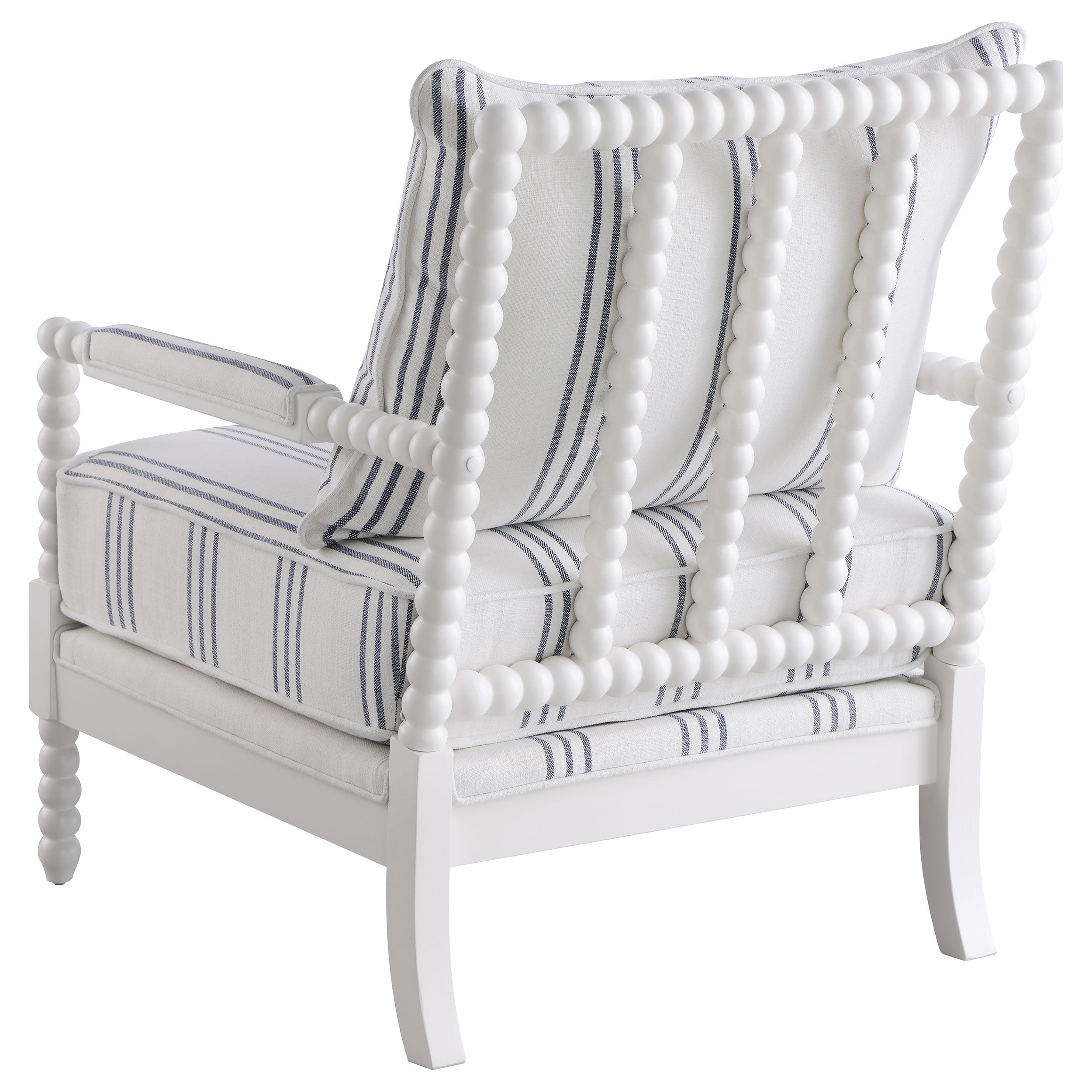 Coaster Blanchett Upholstered Accent Chair with Spindle Accent White and Navy White