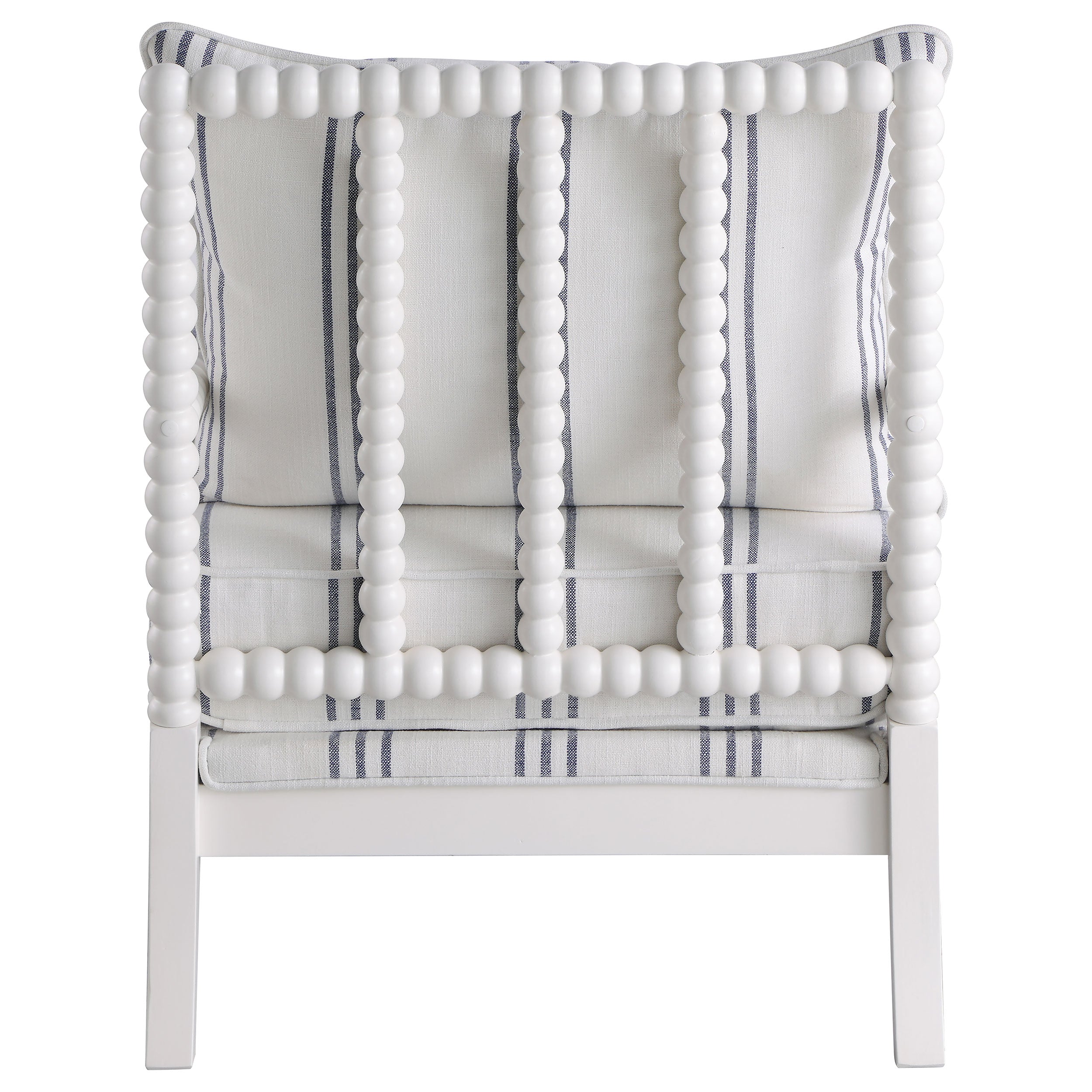 Coaster Blanchett Upholstered Accent Chair with Spindle Accent White and Navy White