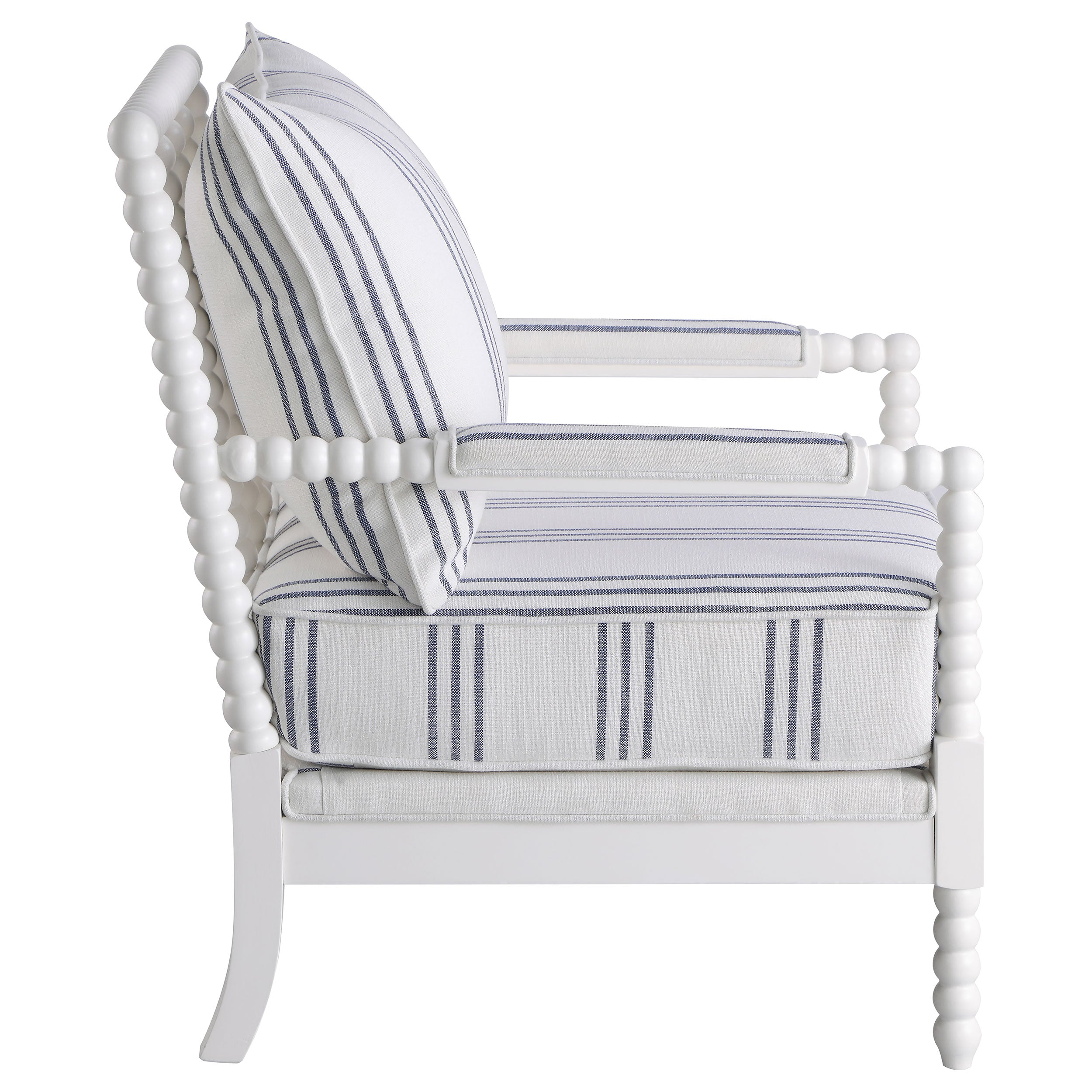 Coaster Blanchett Upholstered Accent Chair with Spindle Accent White and Navy White