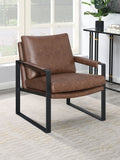 Coaster Rosalind Upholstered Accent Chair with Removable Cushion Umber Brown and Gunmetal White