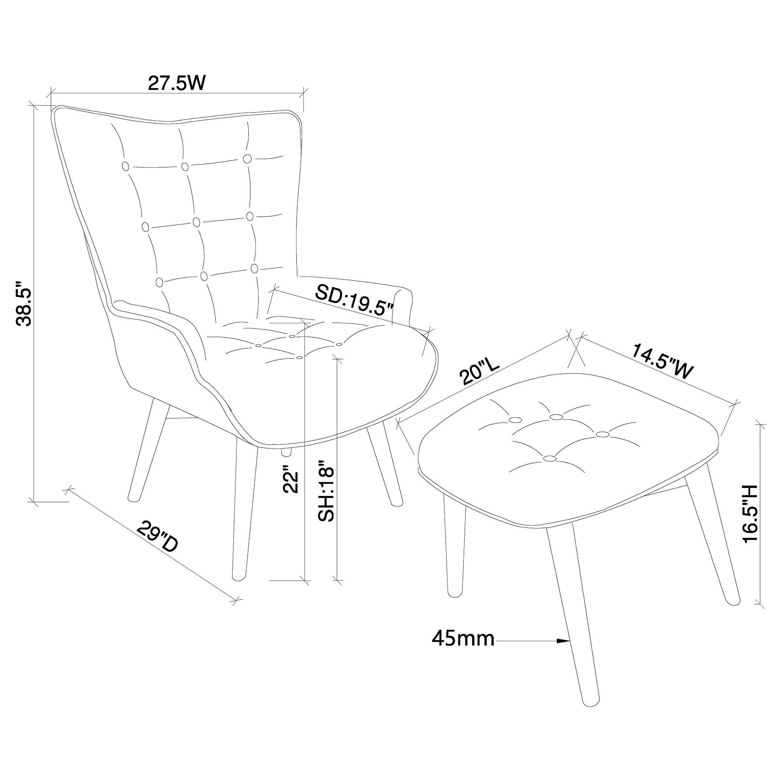 Coaster Willow Upholstered Accent Chair with Ottoman Grey and Brown Default Title