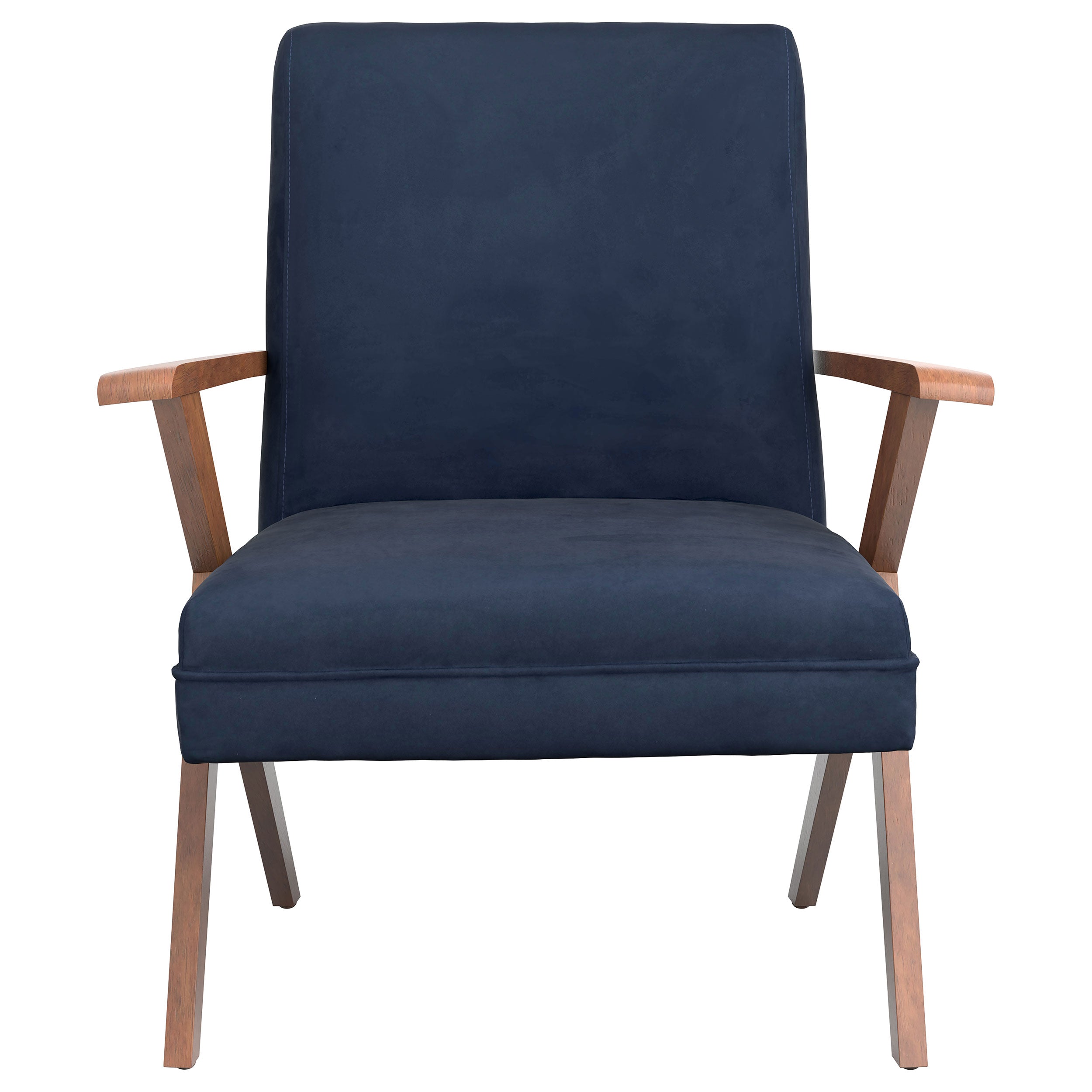 Coaster Cheryl Wooden Arms Accent Chair Dark Blue and Walnut Default Title