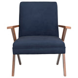 Coaster Cheryl Wooden Arms Accent Chair Dark Blue and Walnut Default Title