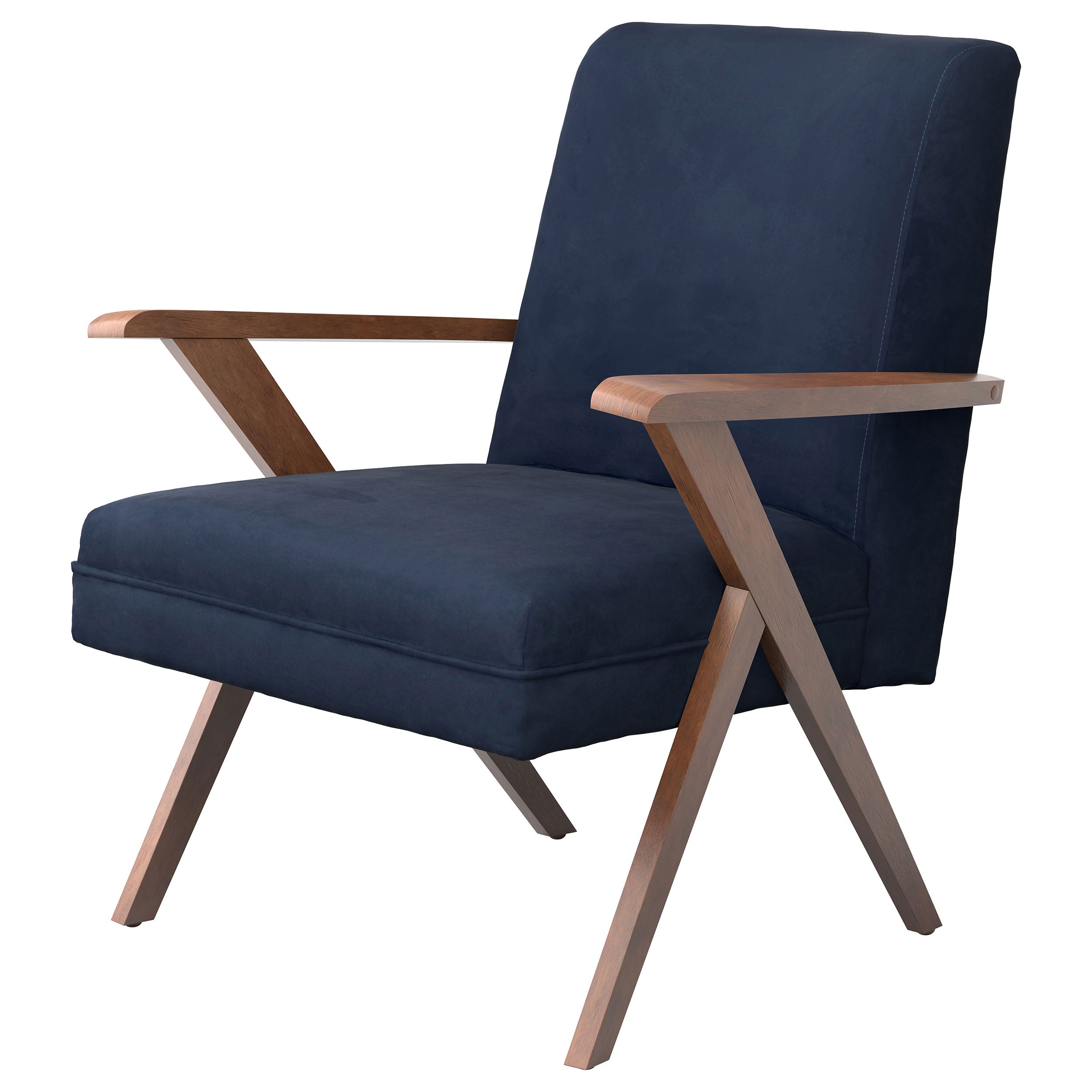 Coaster Cheryl Wooden Arms Accent Chair Dark Blue and Walnut Default Title