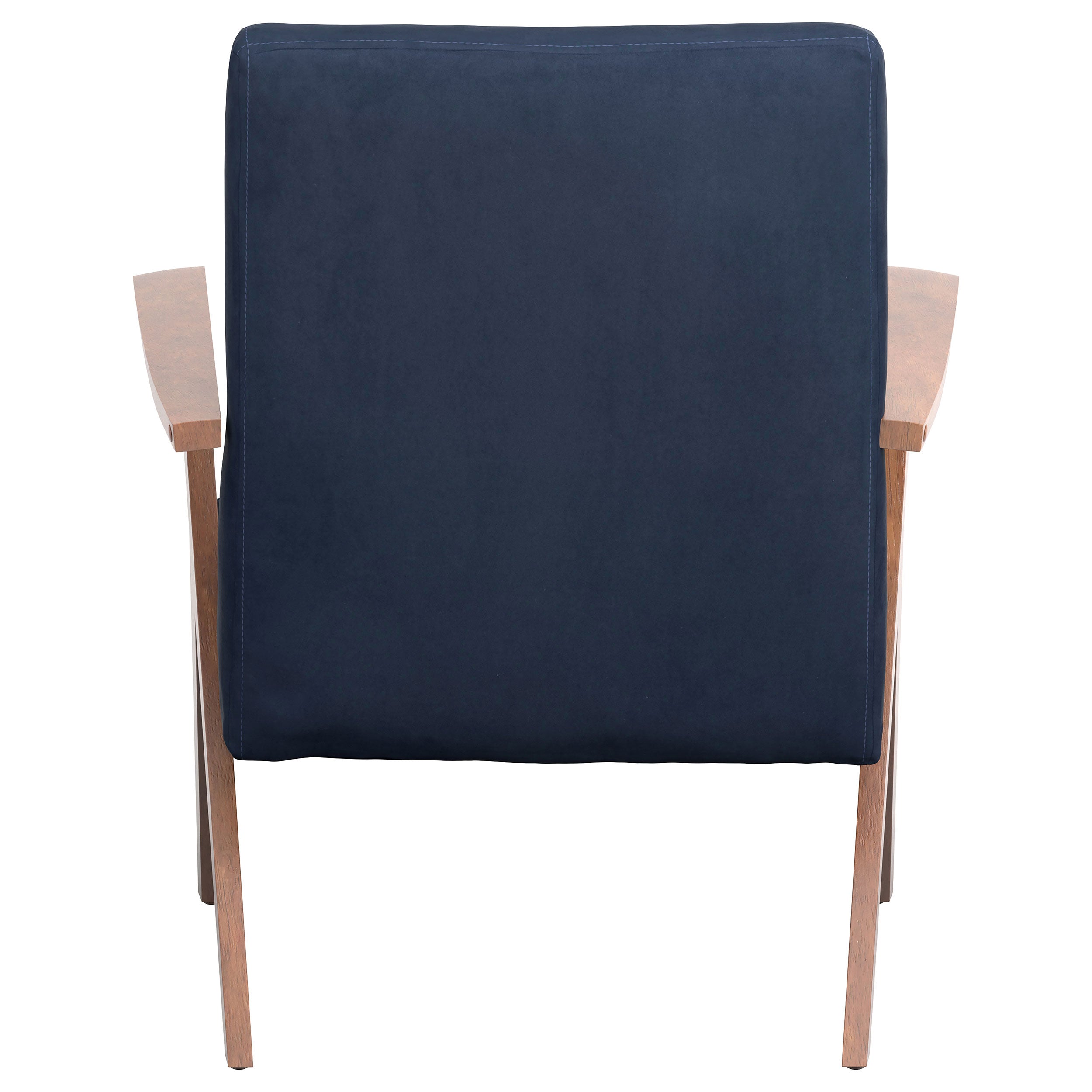 Coaster Cheryl Wooden Arms Accent Chair Dark Blue and Walnut Default Title