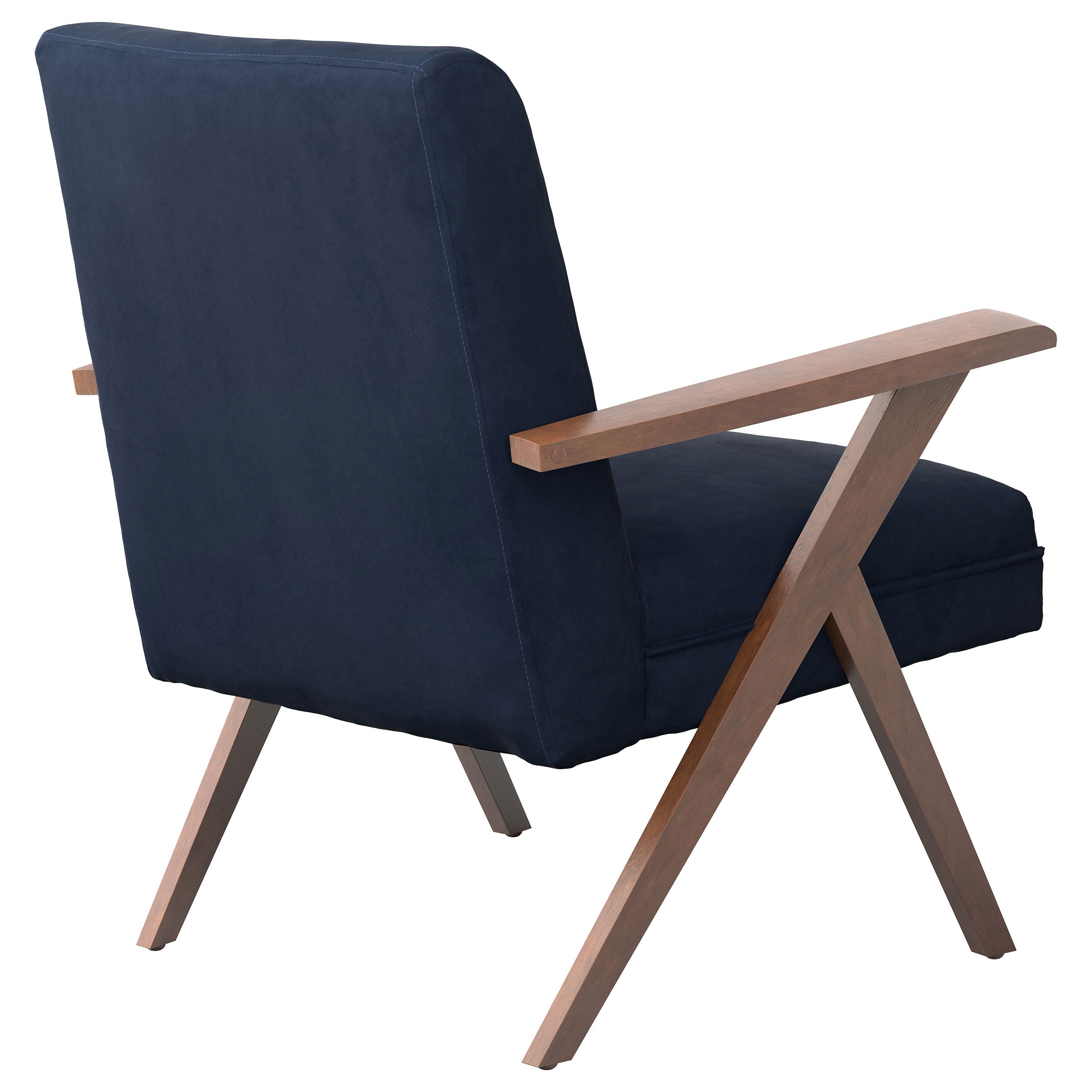 Coaster Cheryl Wooden Arms Accent Chair Dark Blue and Walnut Default Title