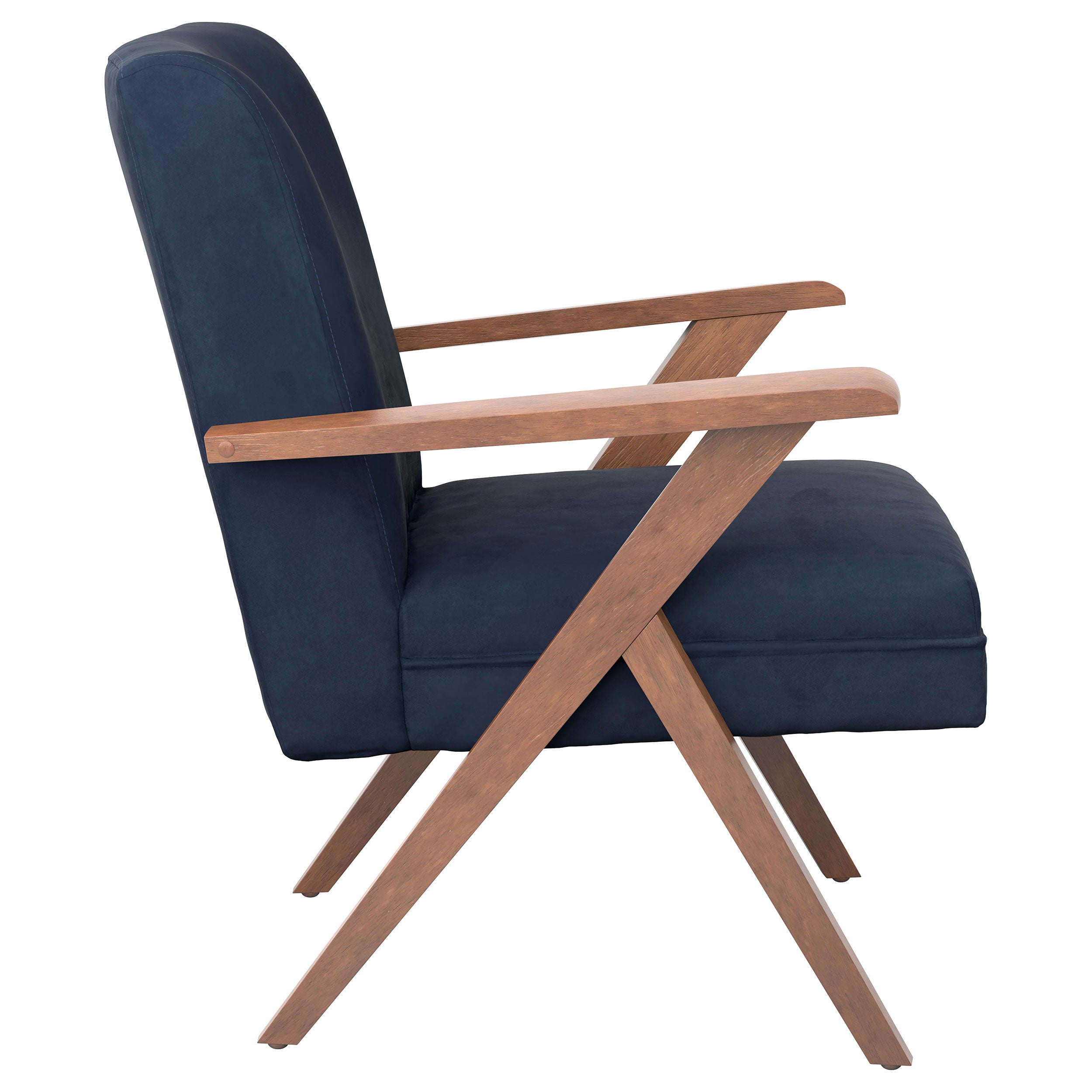 Coaster Cheryl Wooden Arms Accent Chair Dark Blue and Walnut Default Title