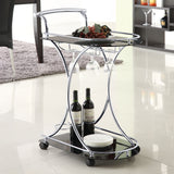 Coaster Elfman 2-shelve Serving Cart Chrome and Black White