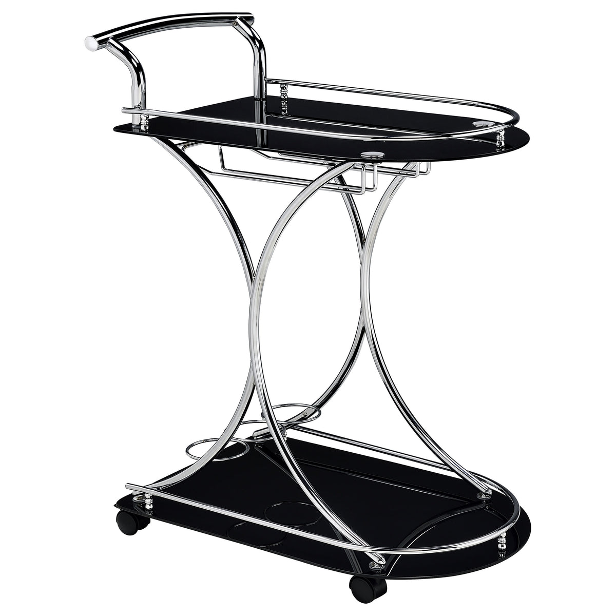 Coaster Elfman 2-shelve Serving Cart Chrome and Black Black