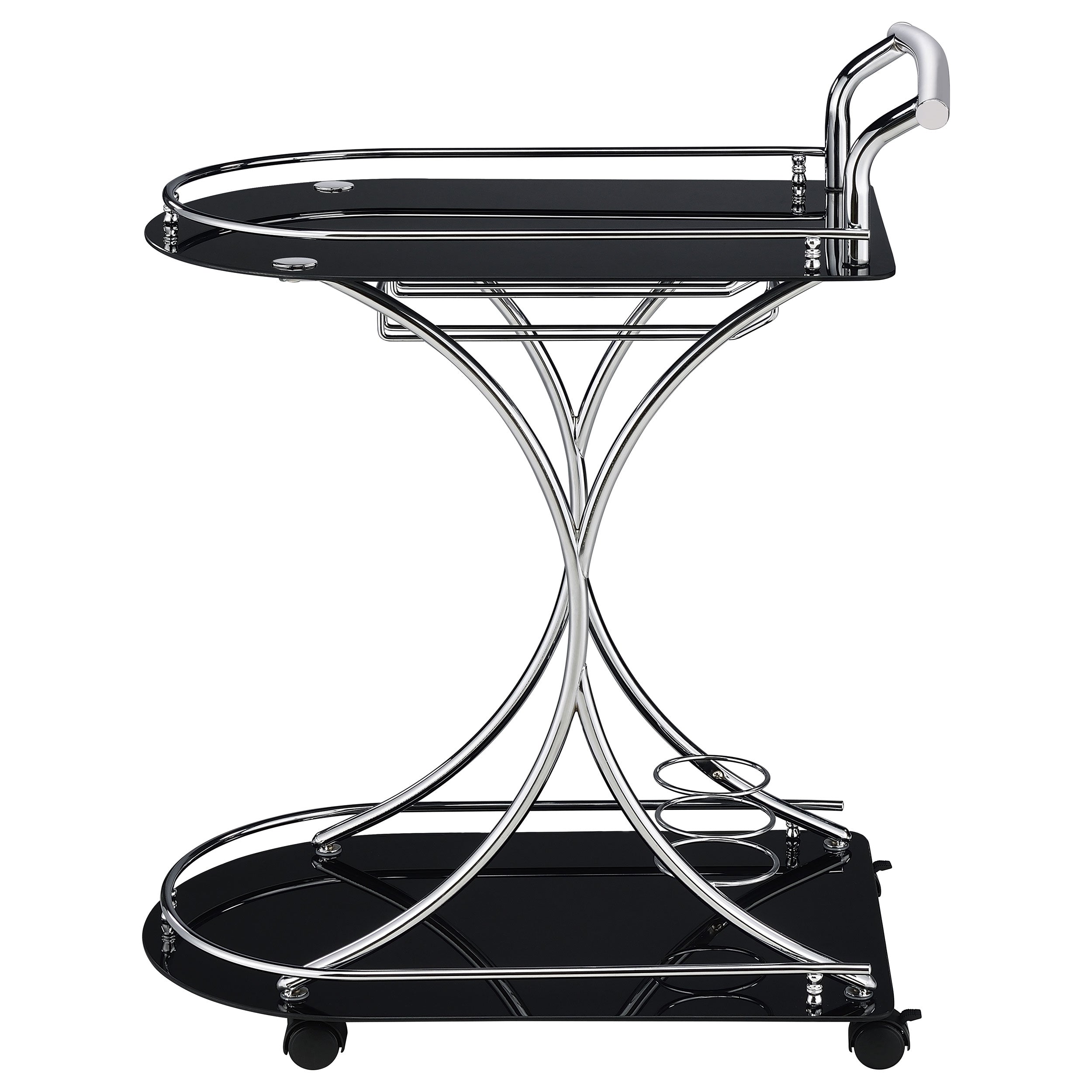 Coaster Elfman 2-shelve Serving Cart Chrome and Black White