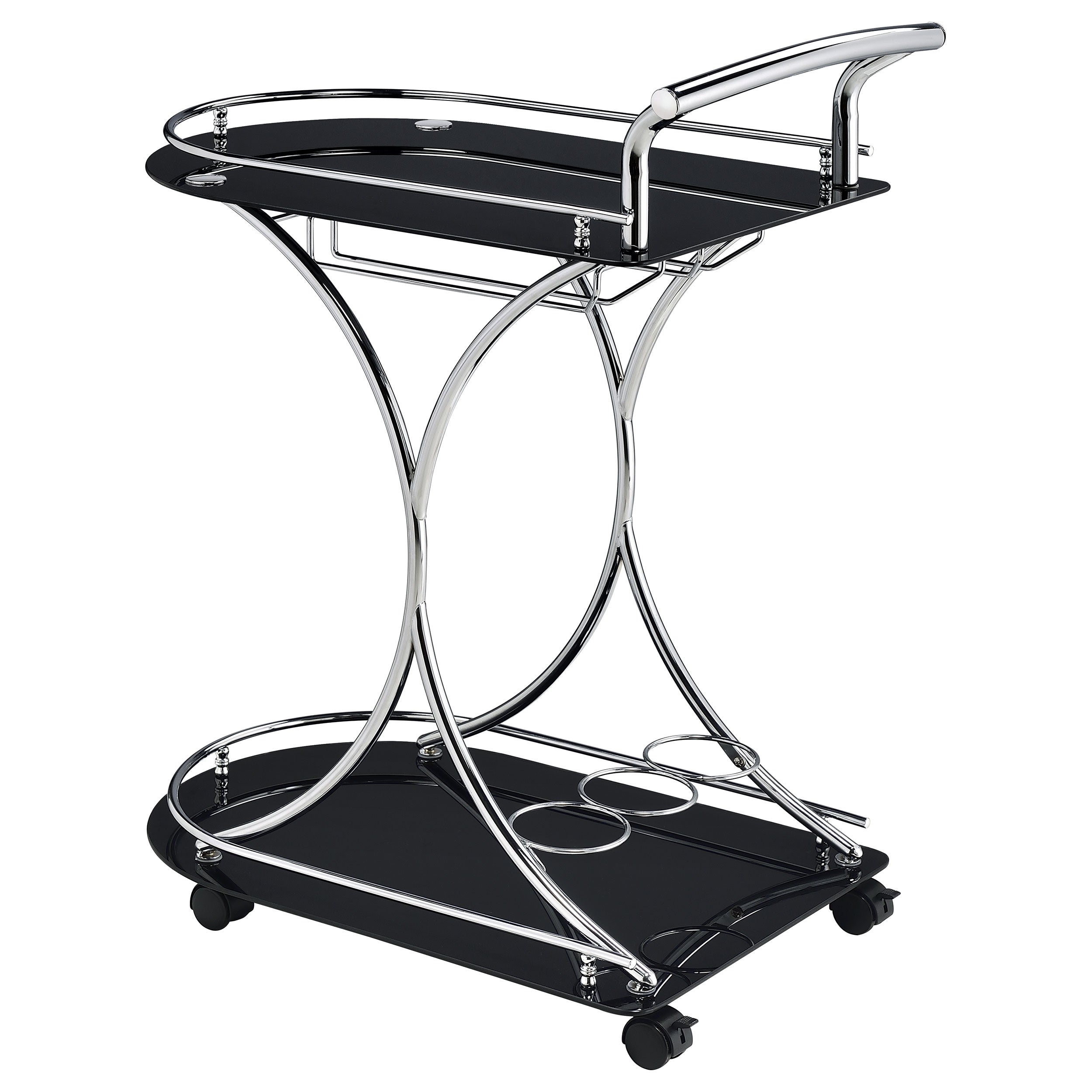 Coaster Elfman 2-shelve Serving Cart Chrome and Black White