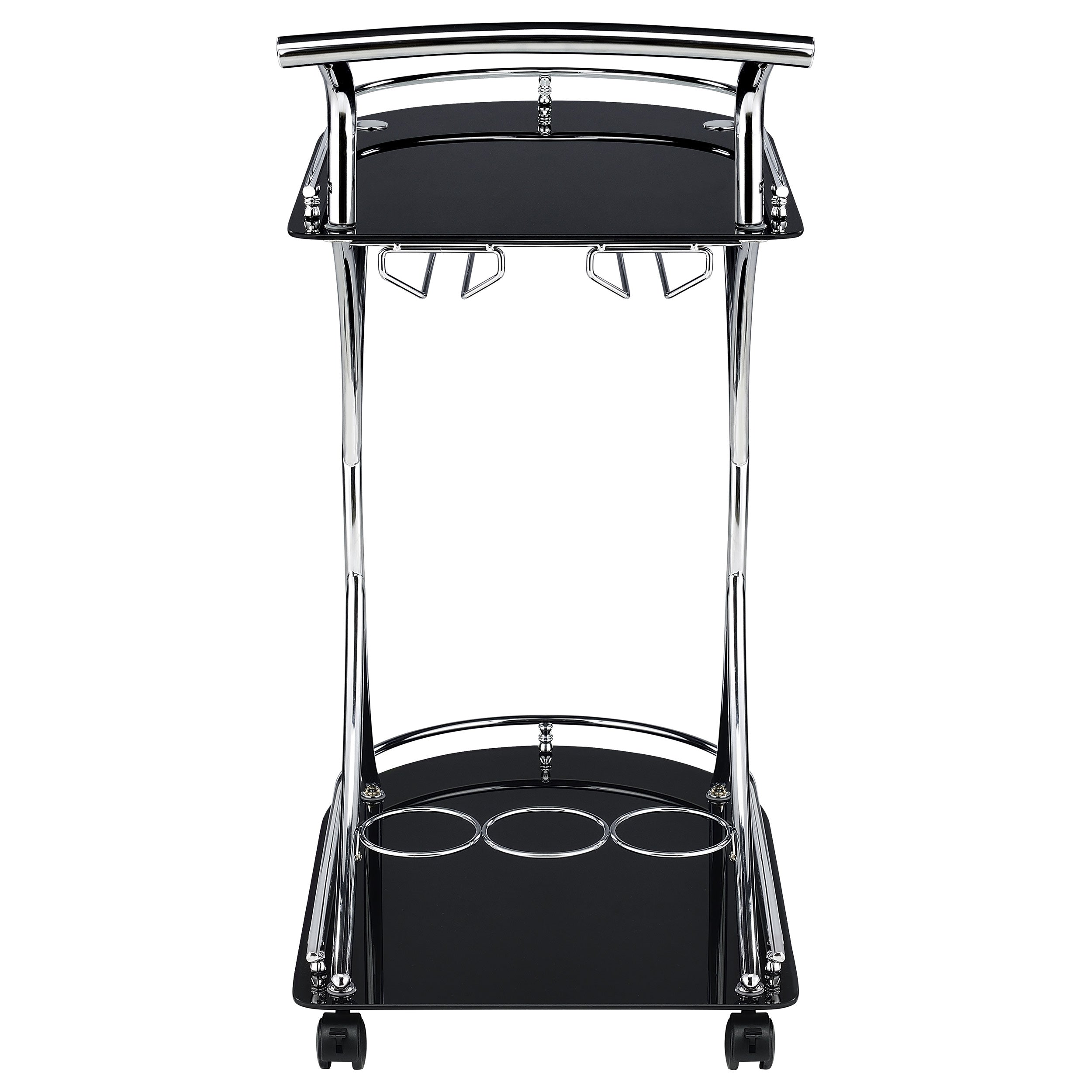 Coaster Elfman 2-shelve Serving Cart Chrome and Black White