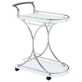 Coaster Elfman 2-shelve Serving Cart Chrome and Black White