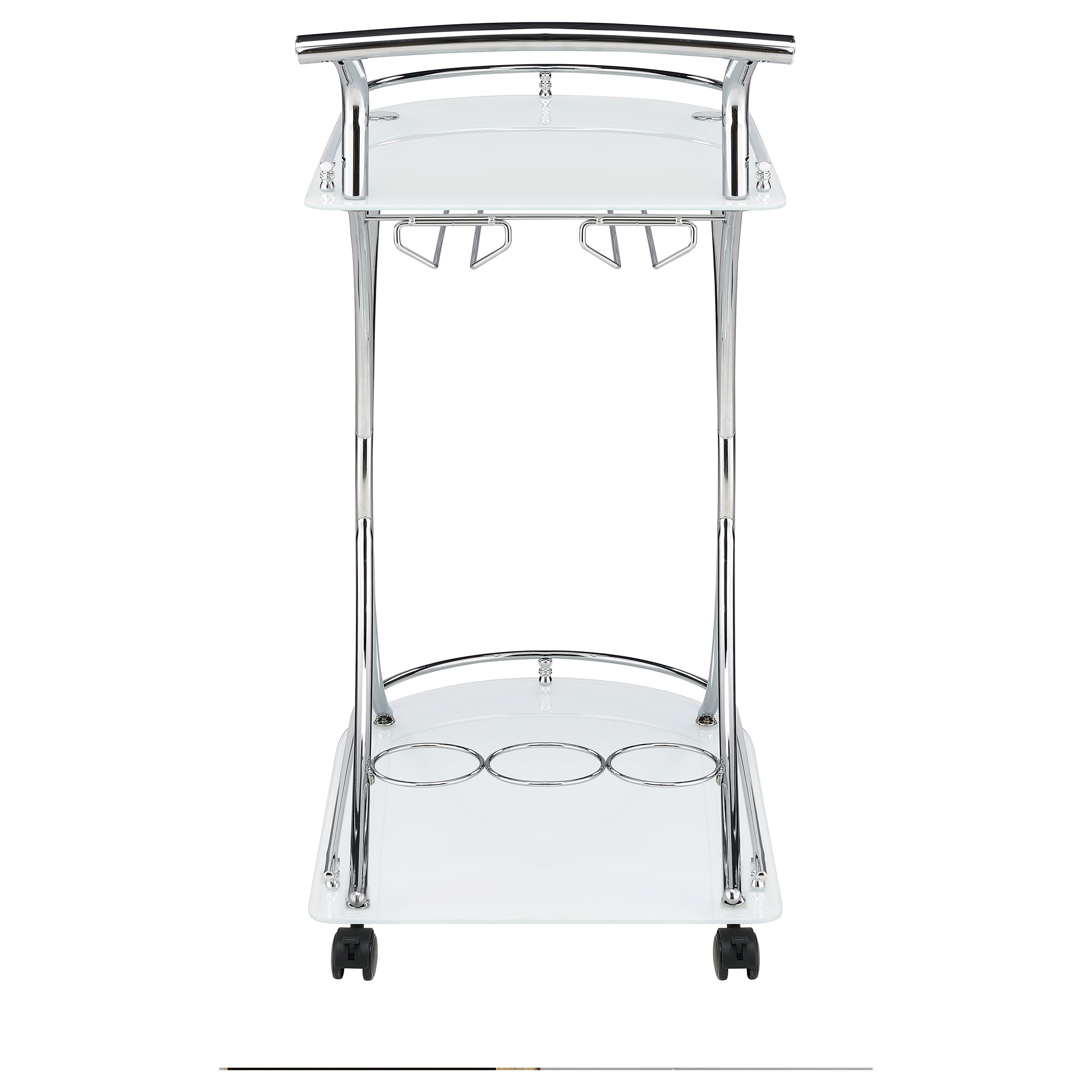 Coaster Elfman 2-shelve Serving Cart Chrome and Black White