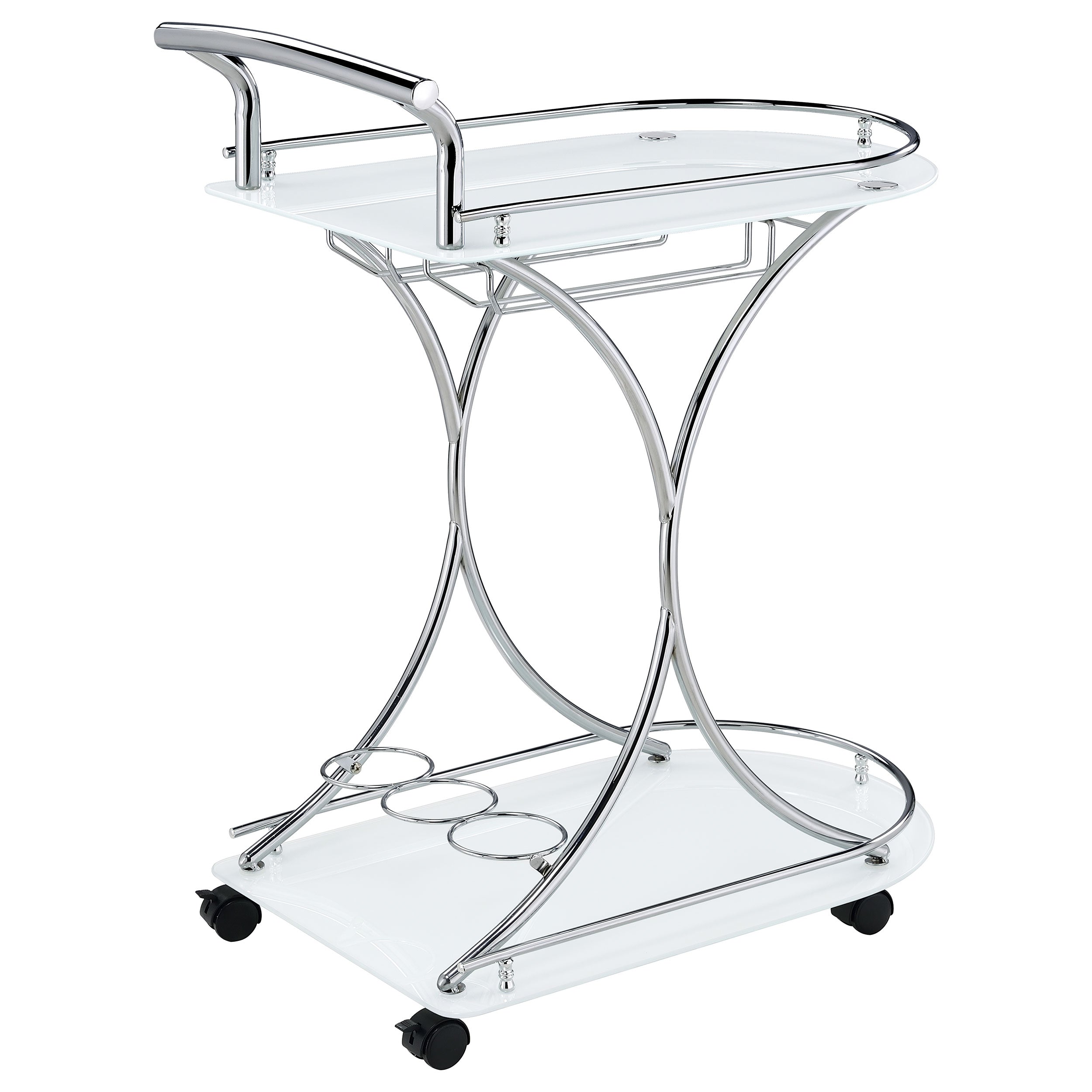 Coaster Elfman 2-shelve Serving Cart Chrome and Black White