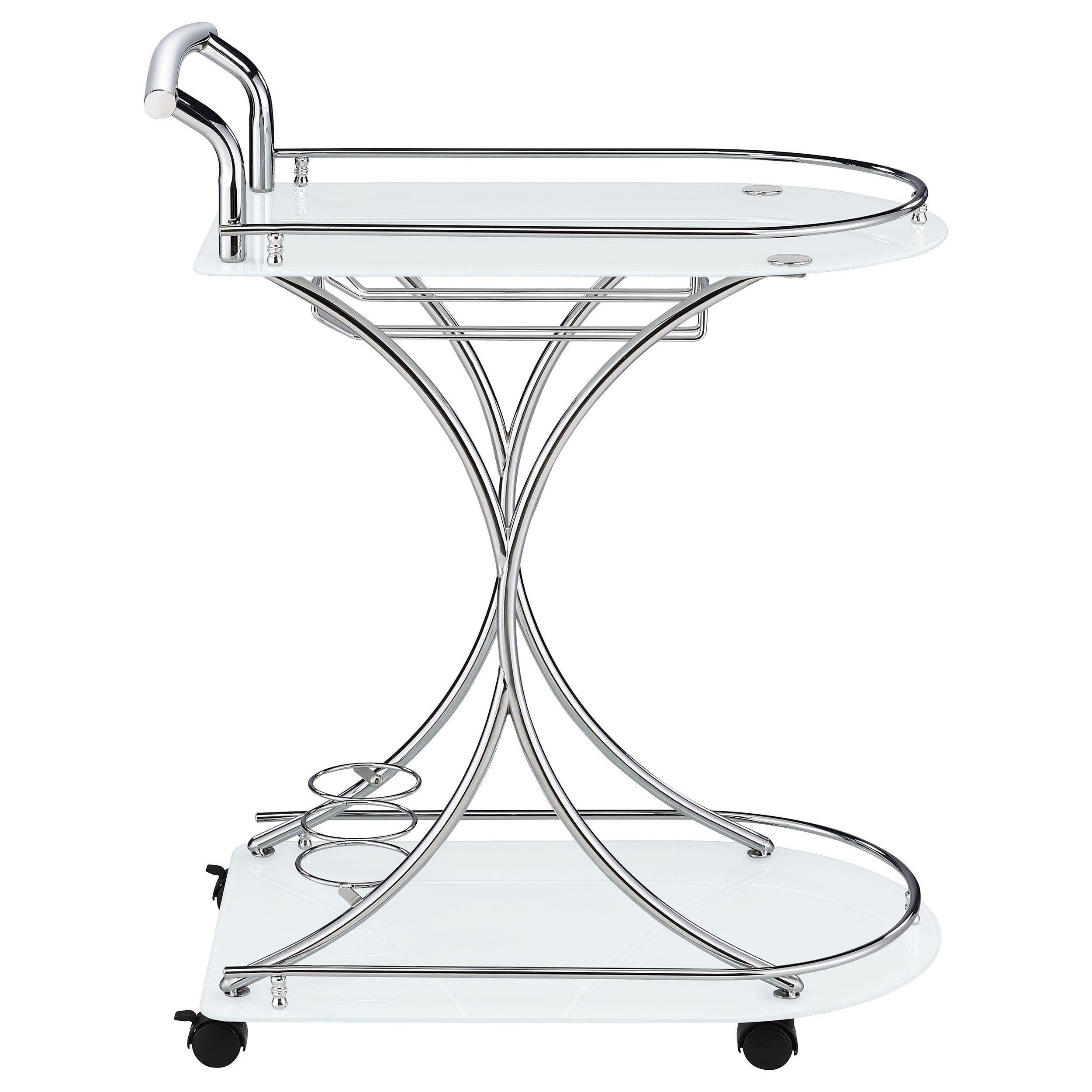 Coaster Elfman 2-shelve Serving Cart Chrome and Black White