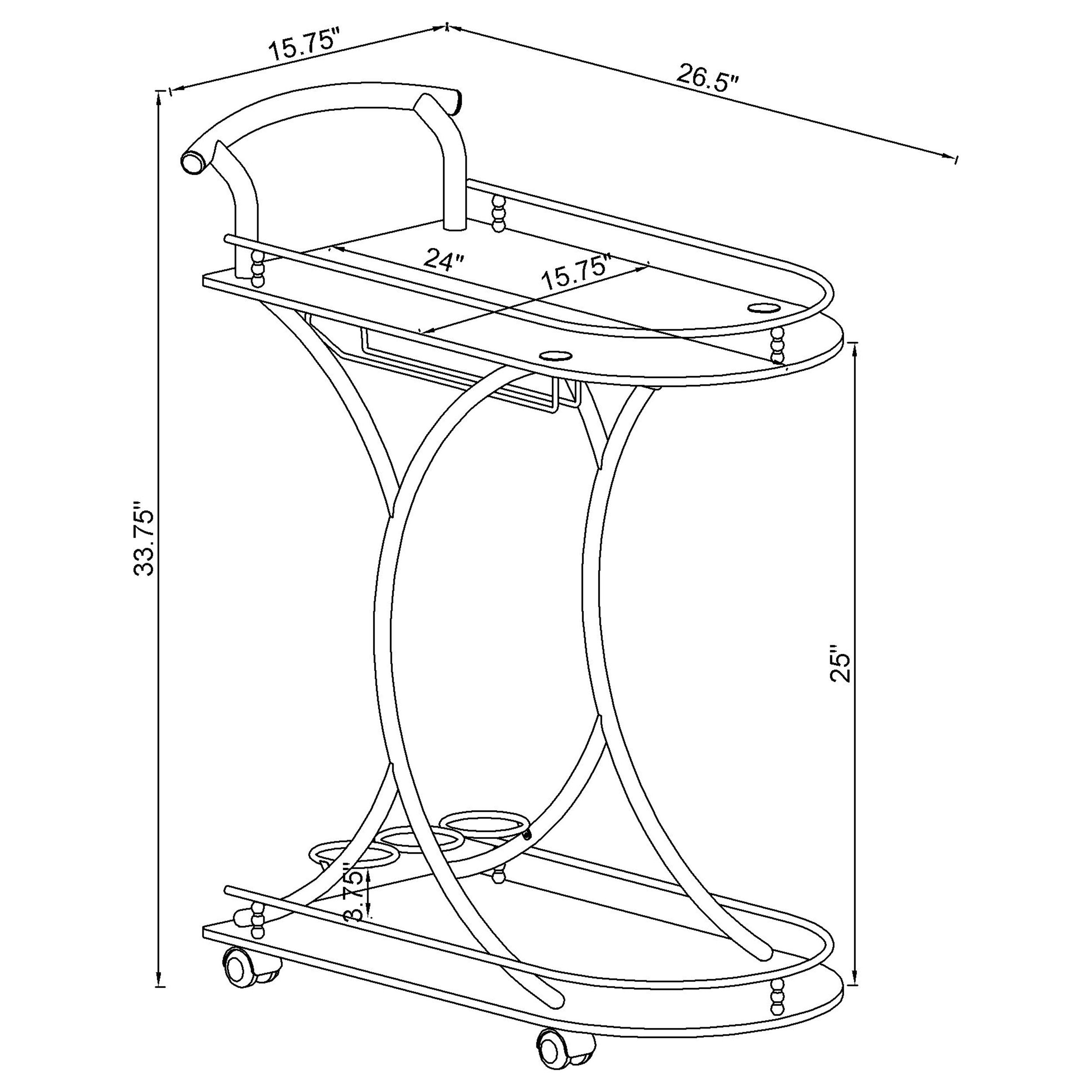 Coaster Elfman 2-shelve Serving Cart Chrome and Black White