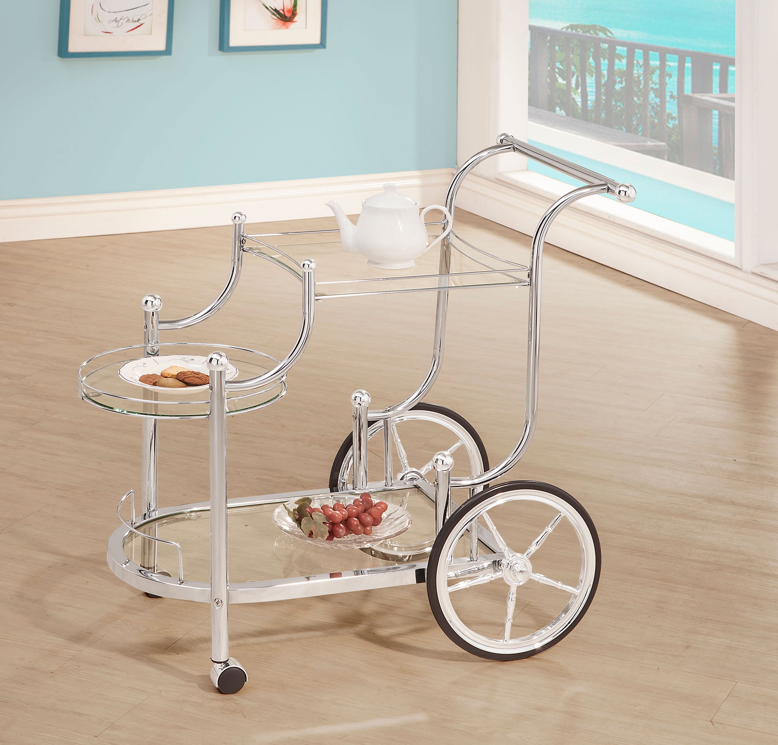 Coaster Sarandon 3-tier Serving Cart Chrome and Clear Default Title