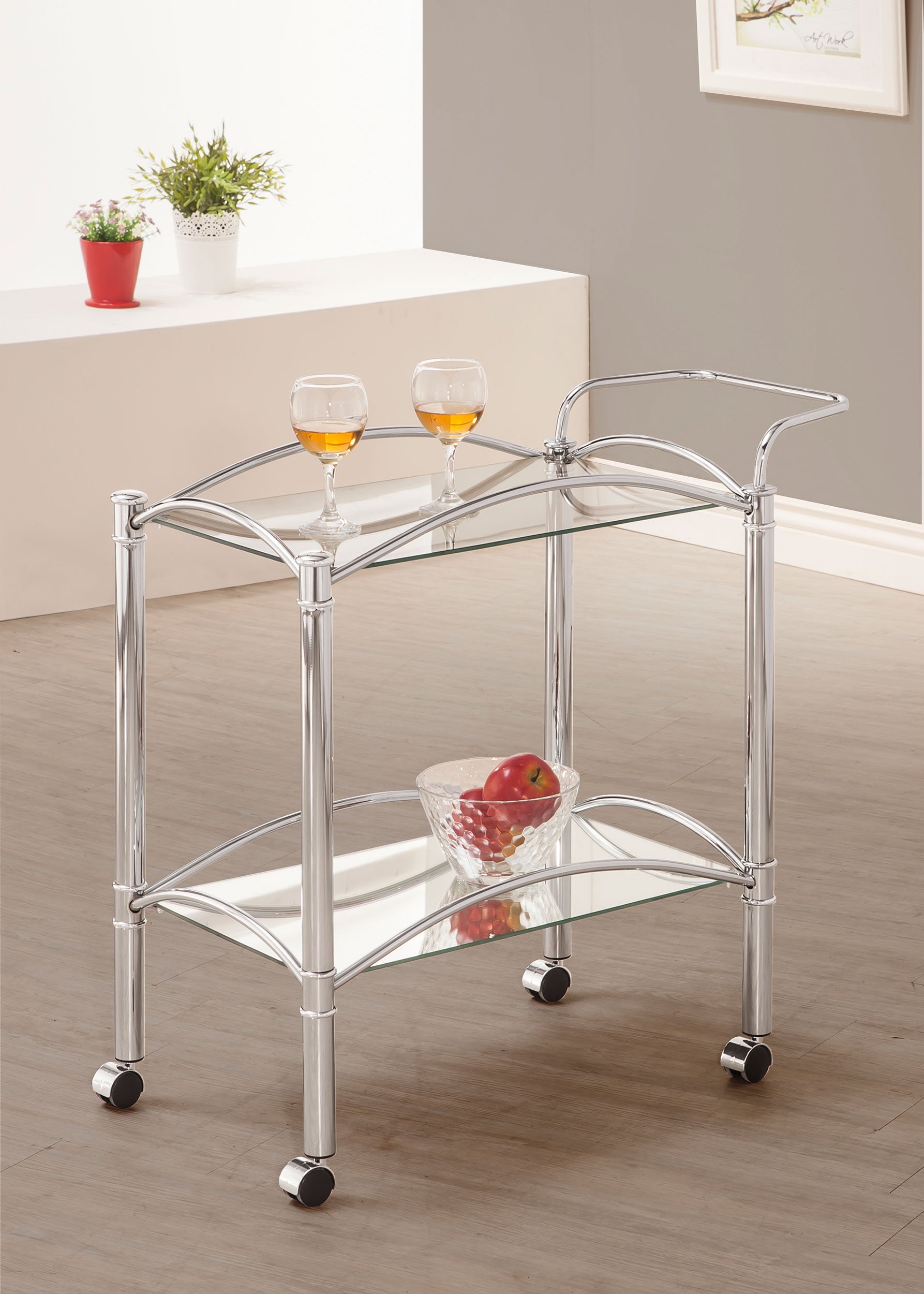 Coaster Shadix 2-tier Serving Cart with Glass Top Chrome and Clear Default Title