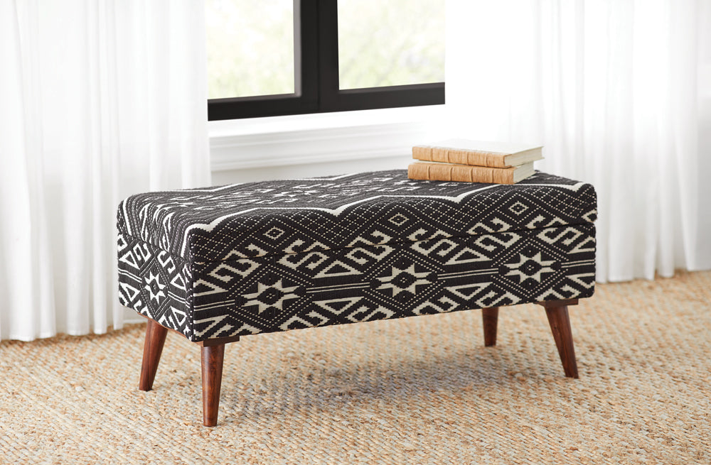 Coaster Austin Upholstered Bench Beige and Black Default Title