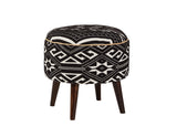 Coaster Camila Round Upholstered Ottoman Black and White Default Title