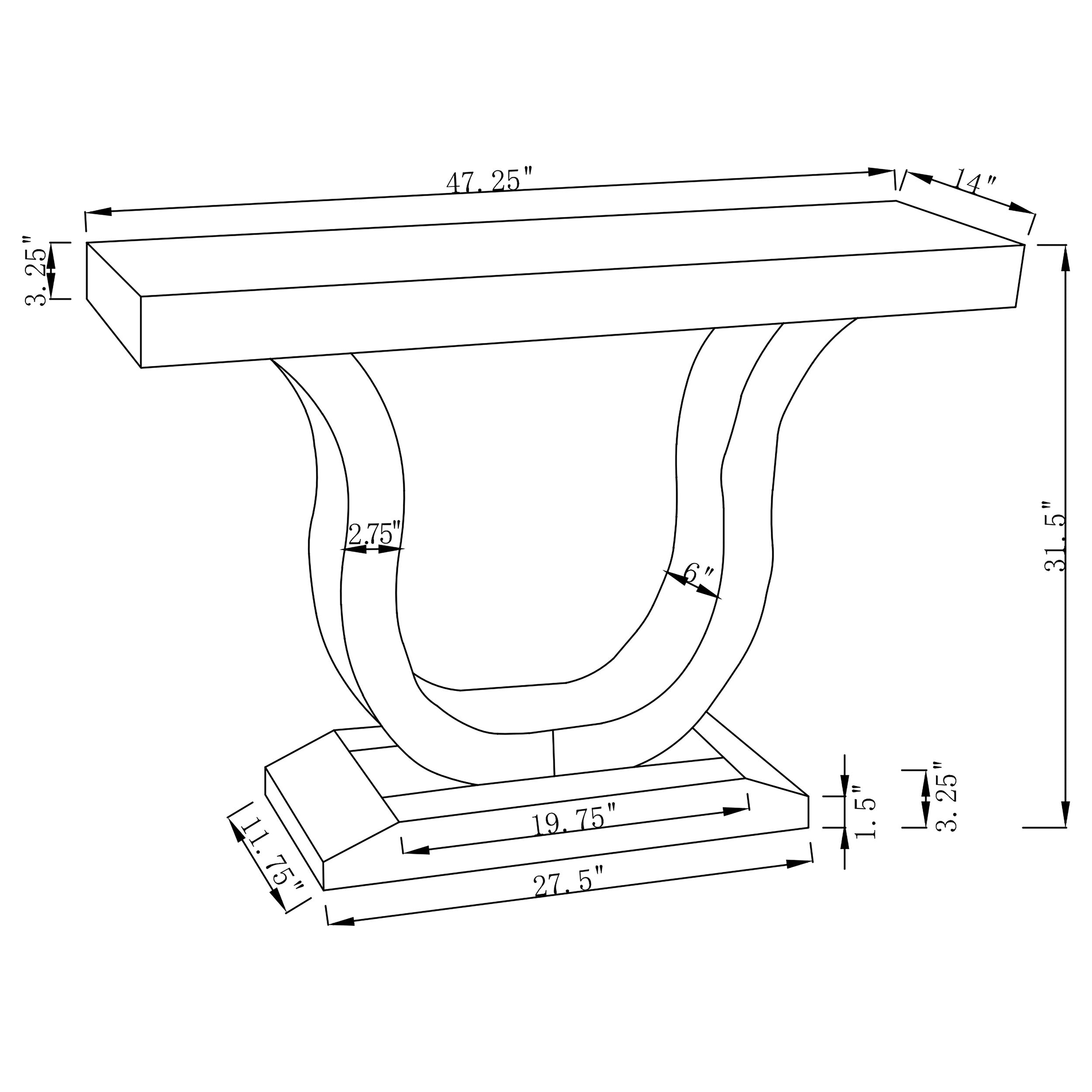 Coaster Saanvi Console Table with U-shaped Base Clear Mirror Default Title