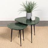 Coaster Tobias 2-piece Triangular Marble Top Nesting Table Green and Black Default Title