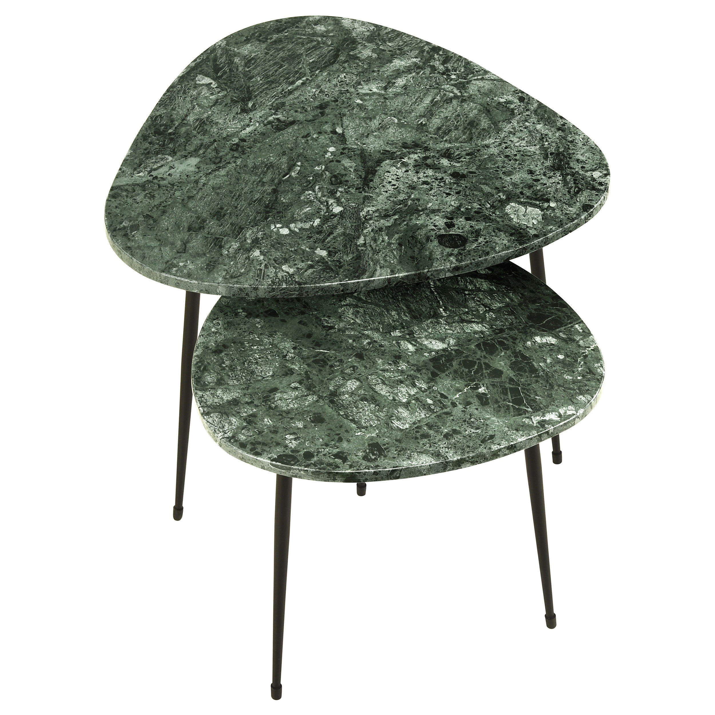 Coaster Tobias 2-piece Triangular Marble Top Nesting Table Green and Black Default Title