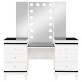 Coaster Talei 6-drawer Vanity Set with Hollywood Lighting Black and White Default Title