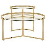 Coaster Delia 2-piece Round Nesting Table Clear and Gold Default Title