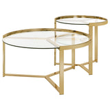 Coaster Delia 2-piece Round Nesting Table Clear and Gold Default Title