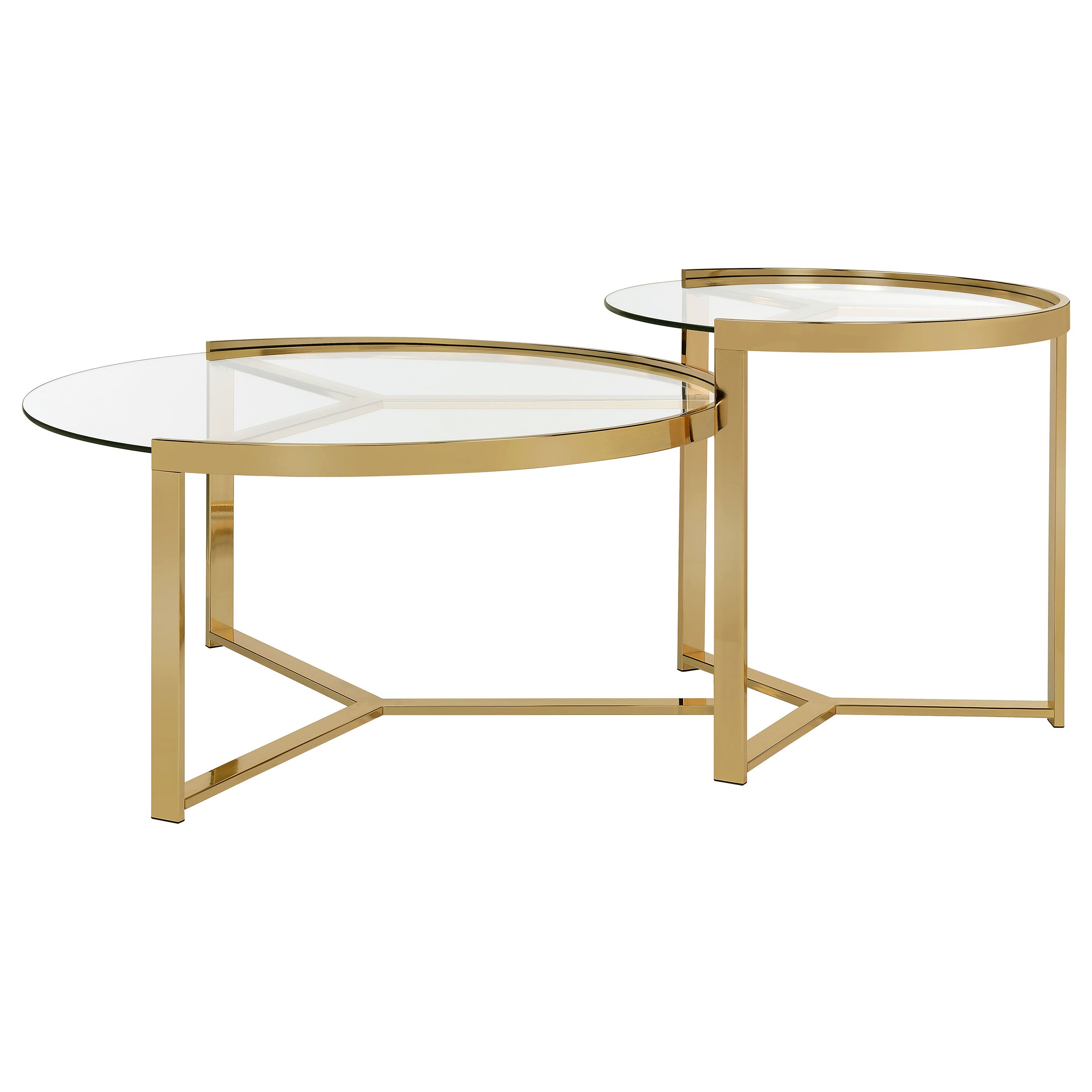 Coaster Delia 2-piece Round Nesting Table Clear and Gold Default Title